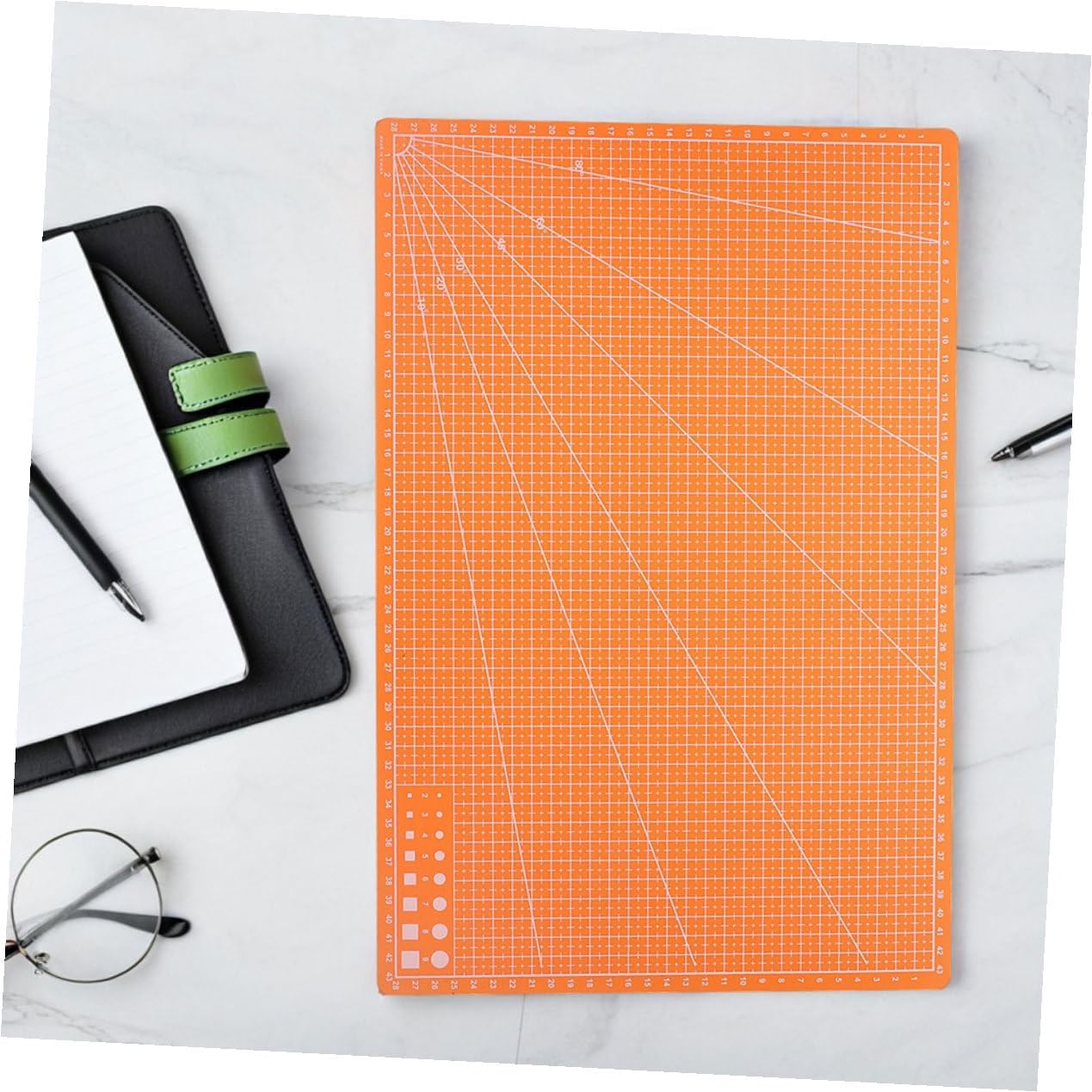 2pcs Double-sided Precision Cutting Mat for Crafts and Sewing Lightweight Orange Cutting Board for Quilting Modeling Projects Easy-clean Surface Protects Tools and Maintains