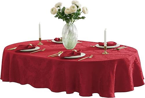 Vista 137 de Newbridge Barcelona - Manteles de tela de damasco, no planchables, antimanchas Borgoña