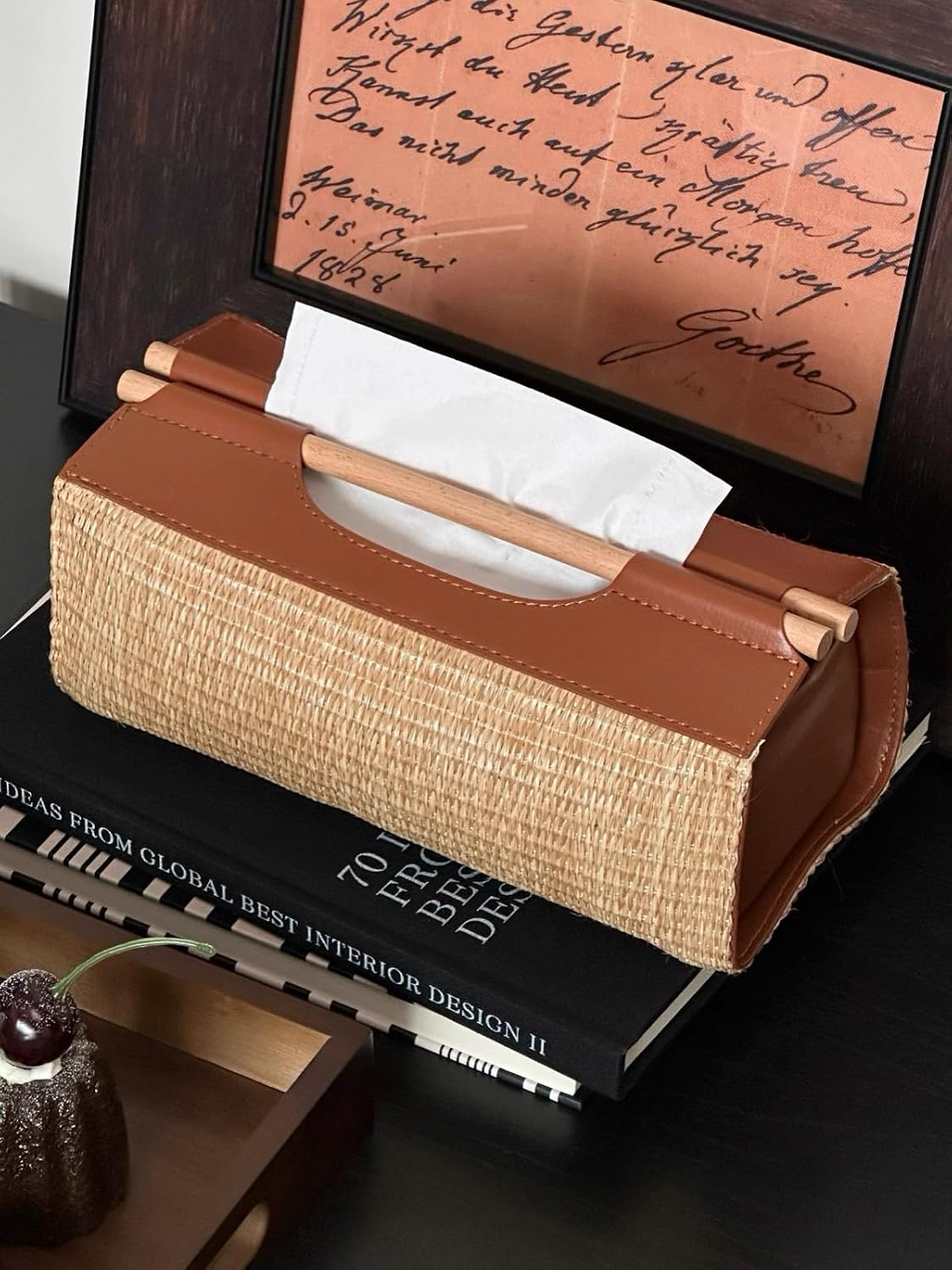 Rattan Tissue Box Cover Rectangle,Tissue Box Holder,Guest Bathroom Decor