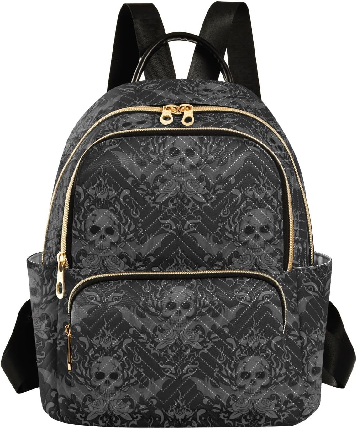 Goths Skull Quilted Backpack Purse for Women Fashion Small Backpack Shoulder Bag Travel Casual Daypack M