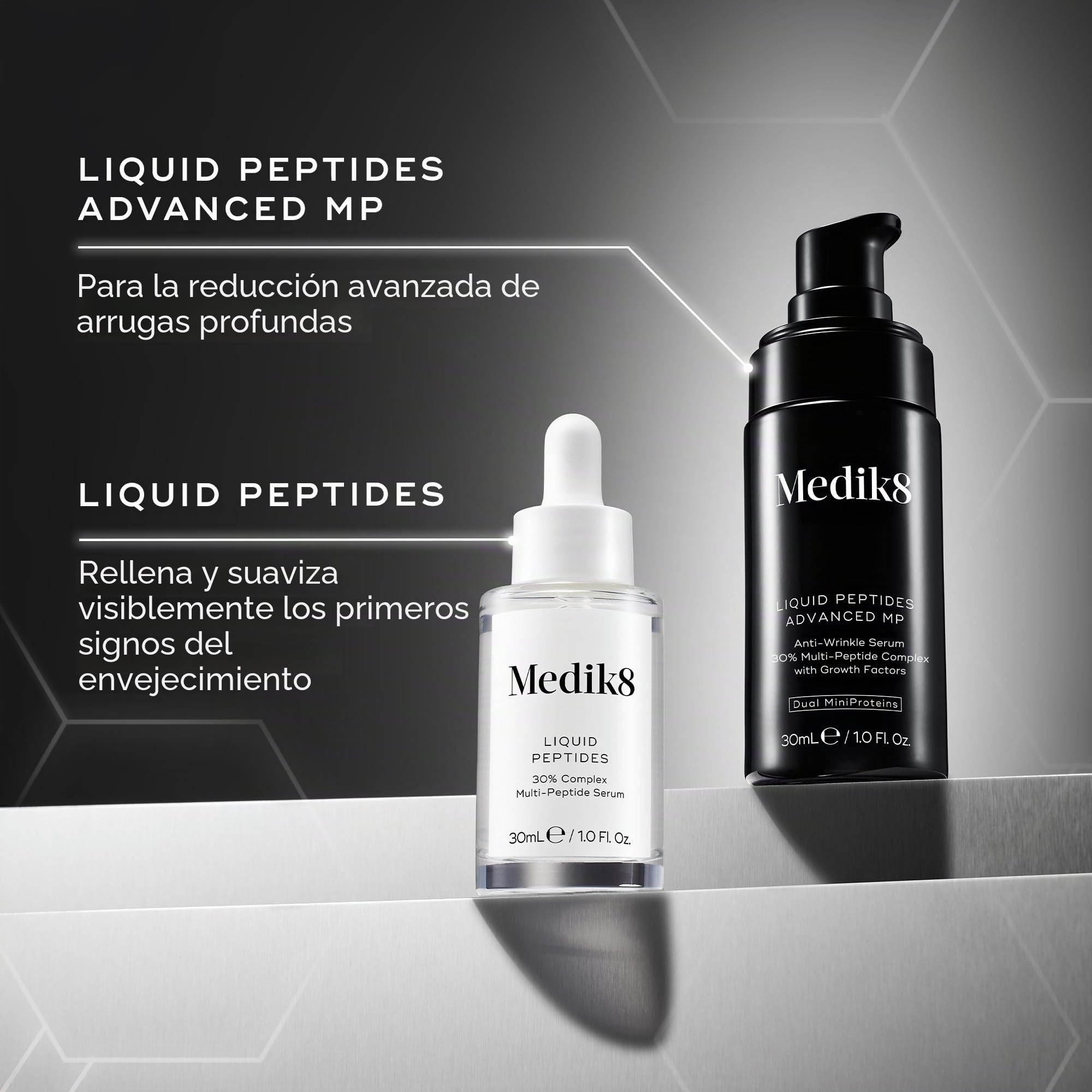 Medik8 Liquid Peptides Advanced MP – Con tecnología biotecnológica innovadora, Dual MiniProteins – 30% de complejo multipéptido – 30 ml
