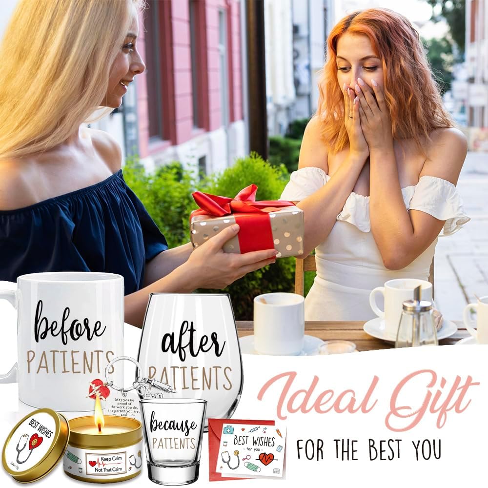 Before Patients After Patients 12 oz Coffee Mug and 18 oz Stemless Wine Glass Set Graduation Gifts Idea for Nurses, Doctors, Hygienists, Physician, Dentists - Unique Nurses Day Birthday Gifts Ideas