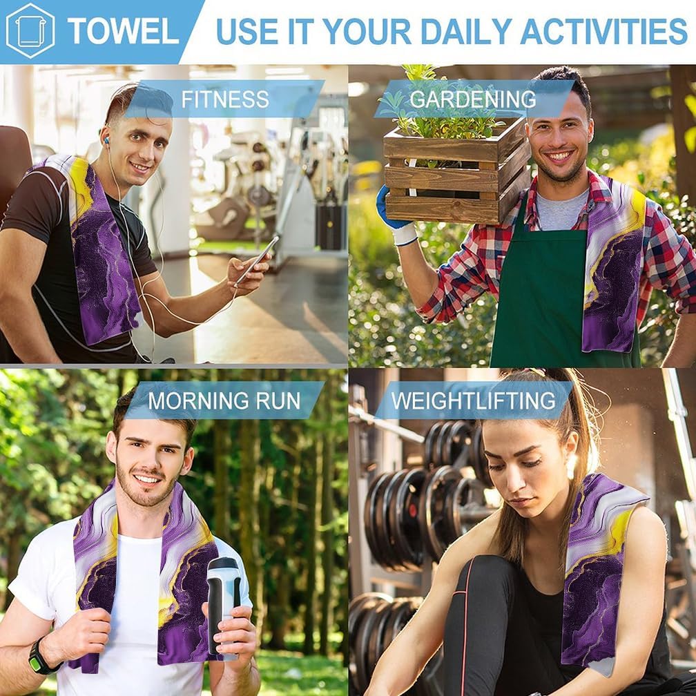 Purple Gold Hand Towels for Bathroom Set of 2 Soft Absorbent Purple Marble Decorative Hand Bath Towels Spa Gym Yoga Sport Home Farmhouse Abstract Modern Bathroom Decor 14x28 Inch - Image 6