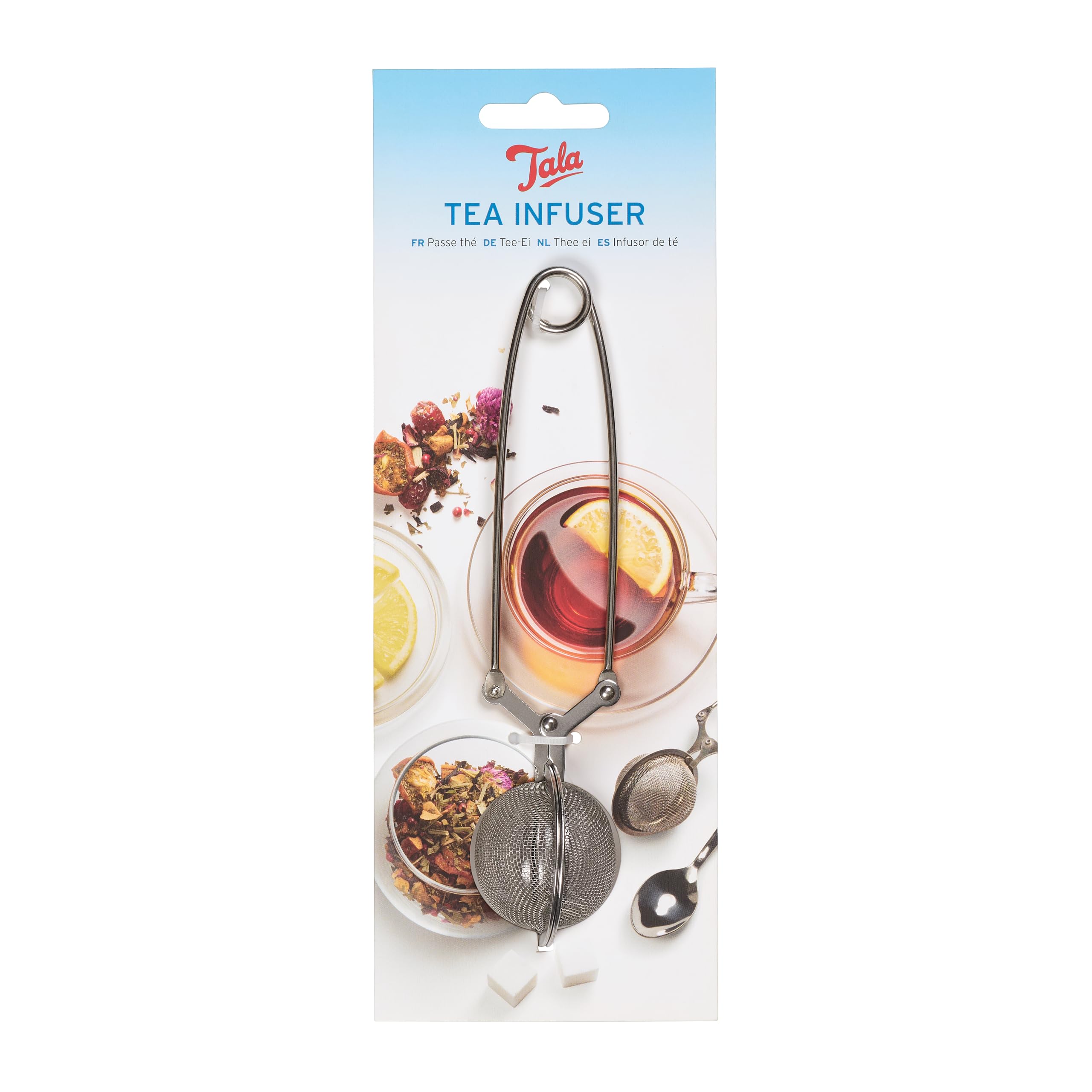 Tala Stainless Steel Ball Tea Strainer with Handle, Perfect for infusing Loose Leaf Tea and Herbal teas, can Also be Used for Herbs and Spices, Silver