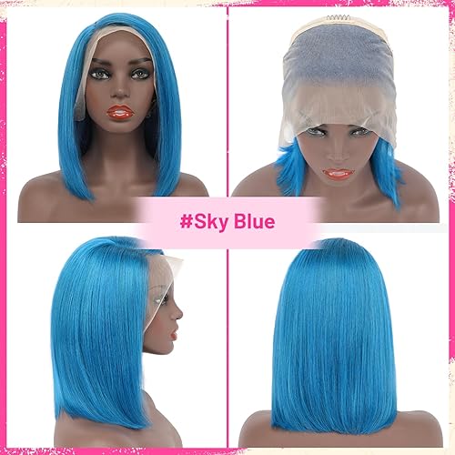 Miniatura 12 de Evala Bob Wig Human Hair Black Bob Lace Front Wig 10 inch Middle Part Short Bob Wig 13x4x1 Frontal Lace Wig #1 Jet Black Color Bob Wigs 150% Density