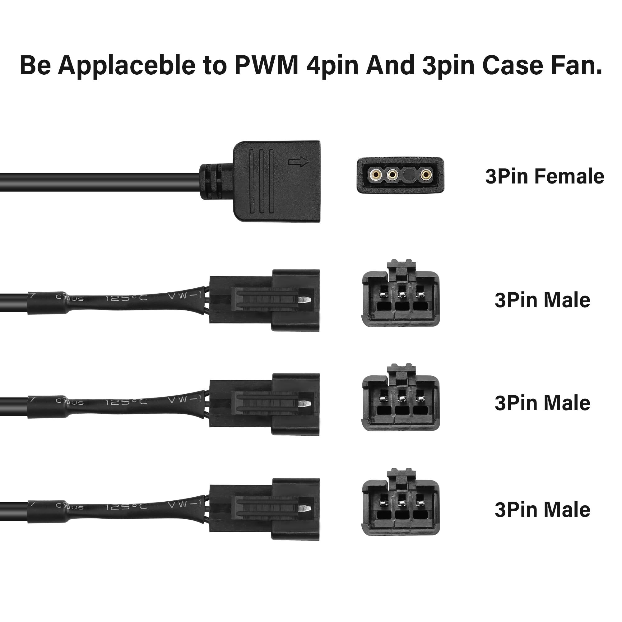 RUNCCI-YUN 3 Pièces Câble Répartiteur ARGB 5V 3 Broches Câbles D
