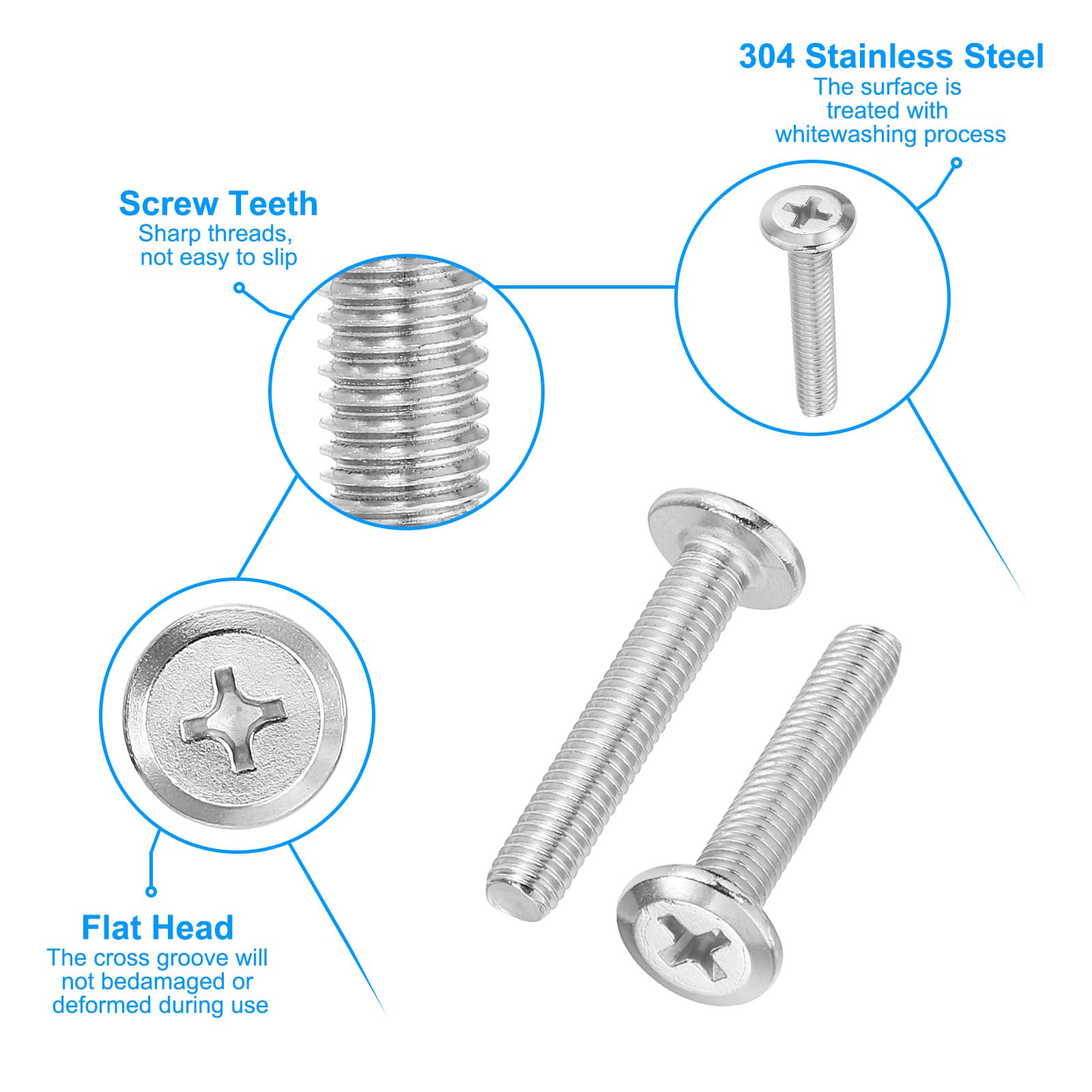PATIKIL Round Head Phillips Screws, 15 Pack M5-0.8 x 28mm 304 Stainless Steel 18-8 Full Thread - Image 3