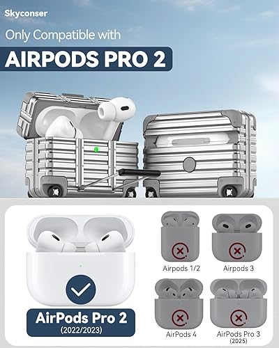 Miniatura 2 de Funda con bloqueo de seguridad para AirPods Pro de 21 generación con kit de limpieza, bonito y divertido diseño de maleta AirPods Pro 2, funda de