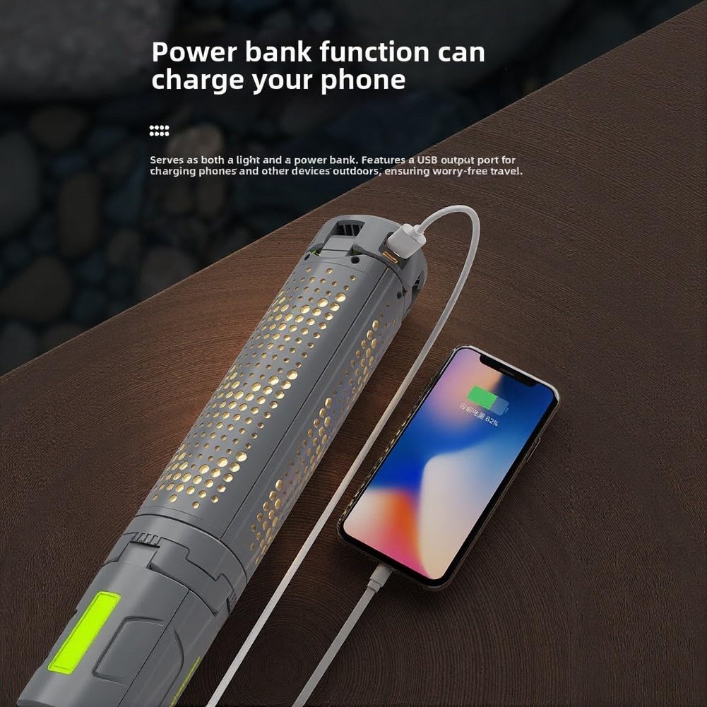 Faltbare LED Laterne 1000lm Dimmbar PC+ABS Aluminium | 8000mAh für akku, USB Ein-/Ausgang, Powerbank Funktion, wasserdichtes Design, lange Laufzeit bis 13h