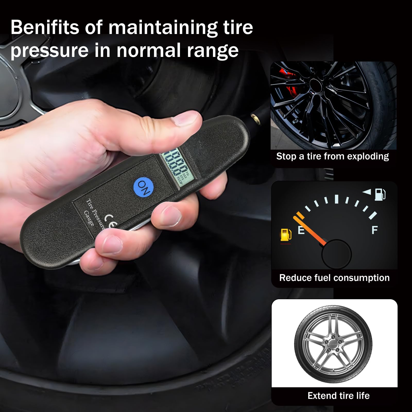 Mini Digital Tire Pressure Gauge - 3-99 PSI, Backlit LCD, 4 Unit Settings For Car, Truck, Bike, RV