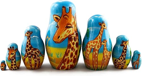 Miniatura 6 de Matryoshka Babushka - Muñeca apilable de madera rusa en África, 7 piezas