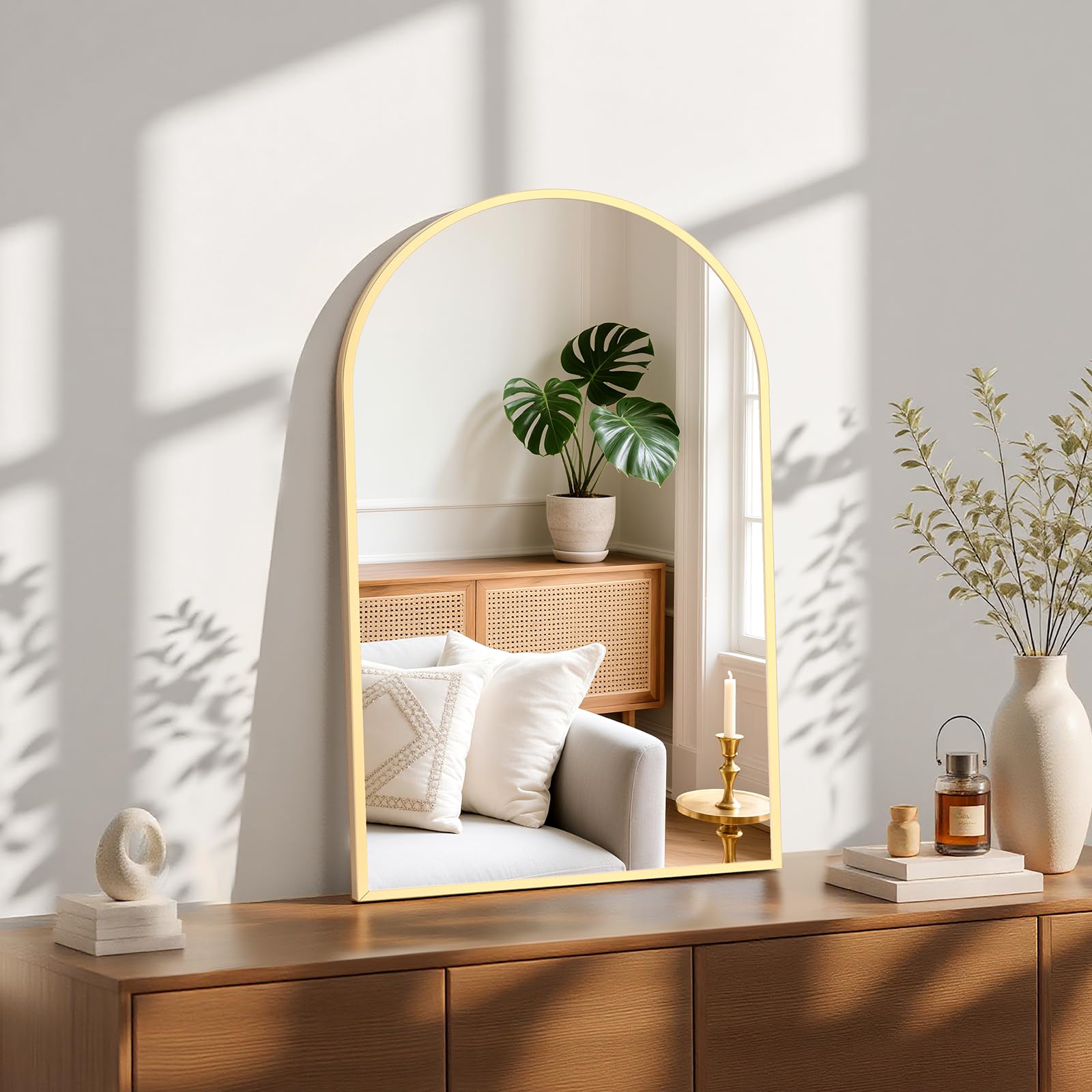 Sweetcrispy 20"x31" Arched Gold Bathroom Mirrors for Wall, Bathroom Mirrors for Over Sink, Wall Decor for Bathroom, Entryway, Bedroom, Vanity