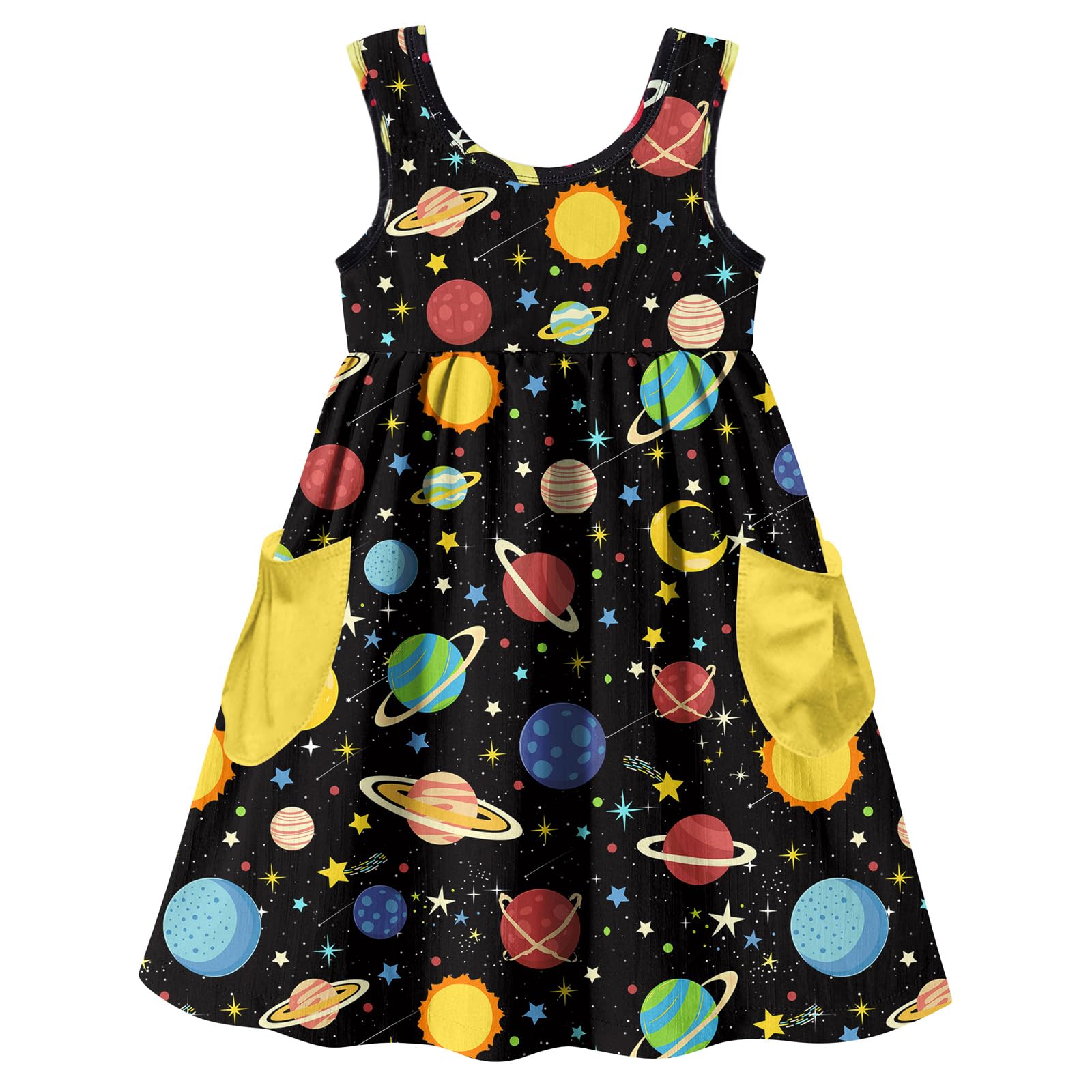 VieilleLittle Girls Sleeveless Dress Cute Summer Sundress with Pocket 2-7 Years