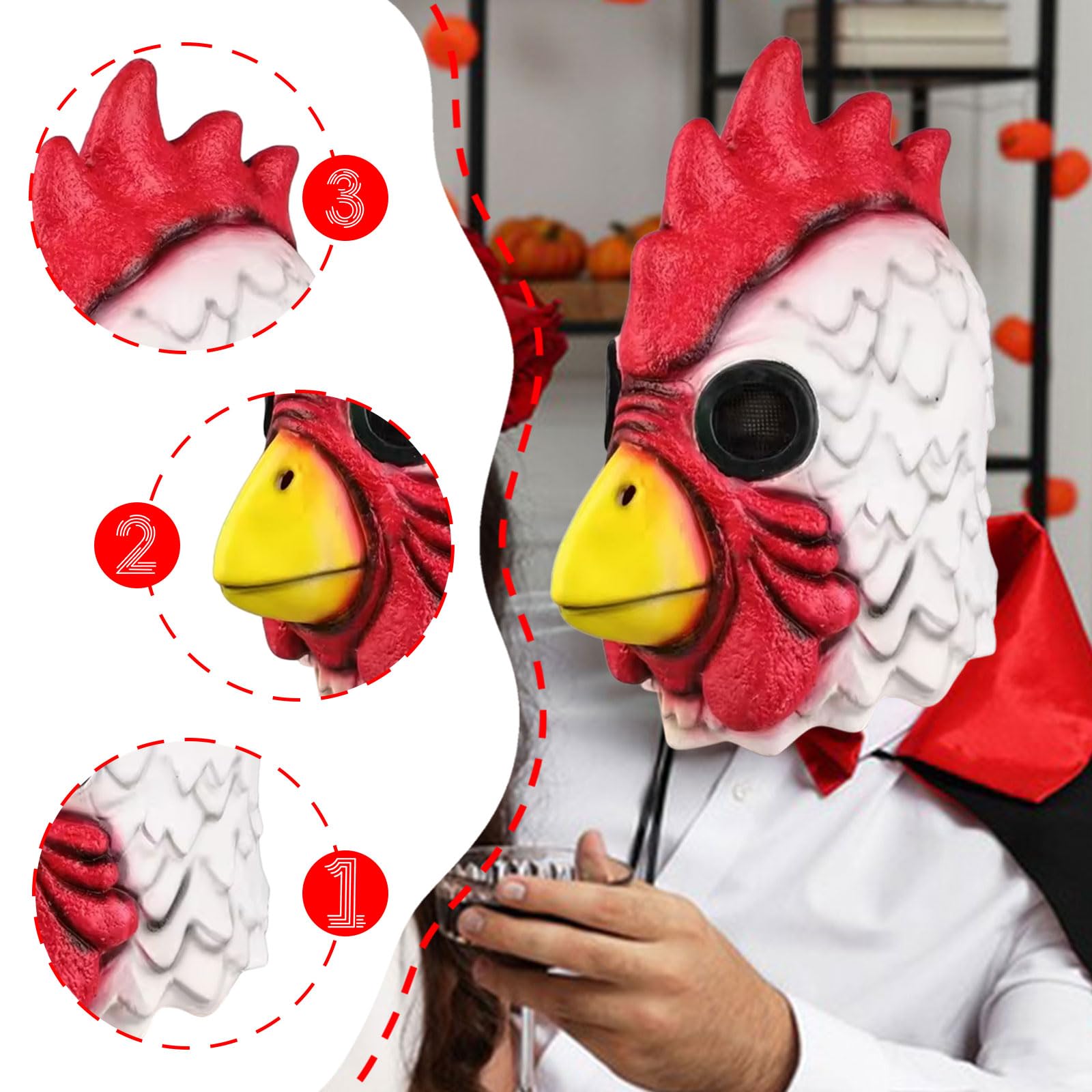 Baoblaze Maschera da Testa di per Adulti, Maschera di Halloween Spaventosa, Maschere in Lattice per Feste, Festival, Ringraziamento, per Adattarsi a Circonferenze della Testa di 56-60 Cm