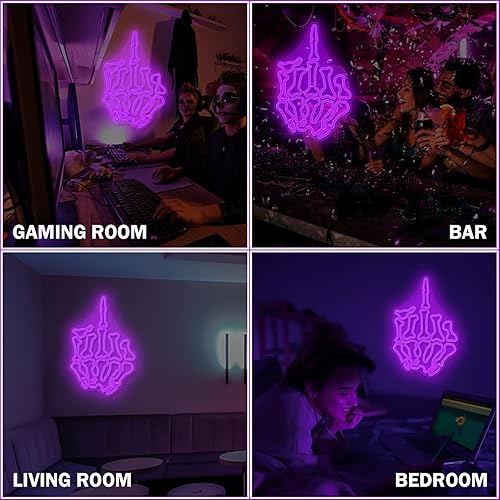 Miniatura 6 de Letreros de neón con diseño de calavera para dedo de pared, letreros LED regulables para dormitorio, hombre, cueva, bar, pub, fiesta en casa,