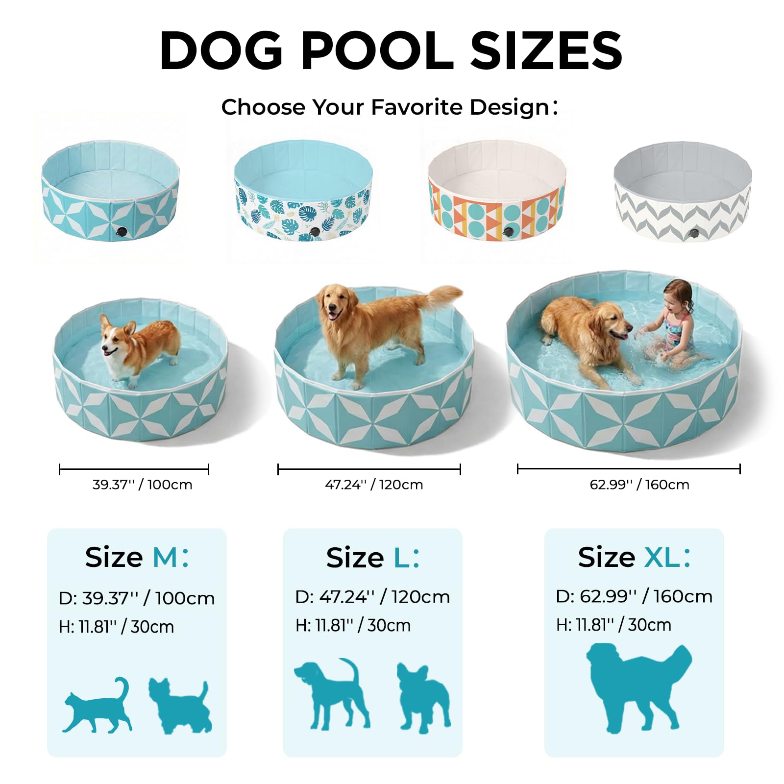 furrybaby Dog Pool for Large Dogs, Foldable Hard Plastic Pet Swimming Pool, Heavy Duty 0.5mm PVC with Non-Slip Bottom, Portable Kiddie Pool for Dogs, Pet Bath Tub for Backyard Summer, BL 63“ - image 5