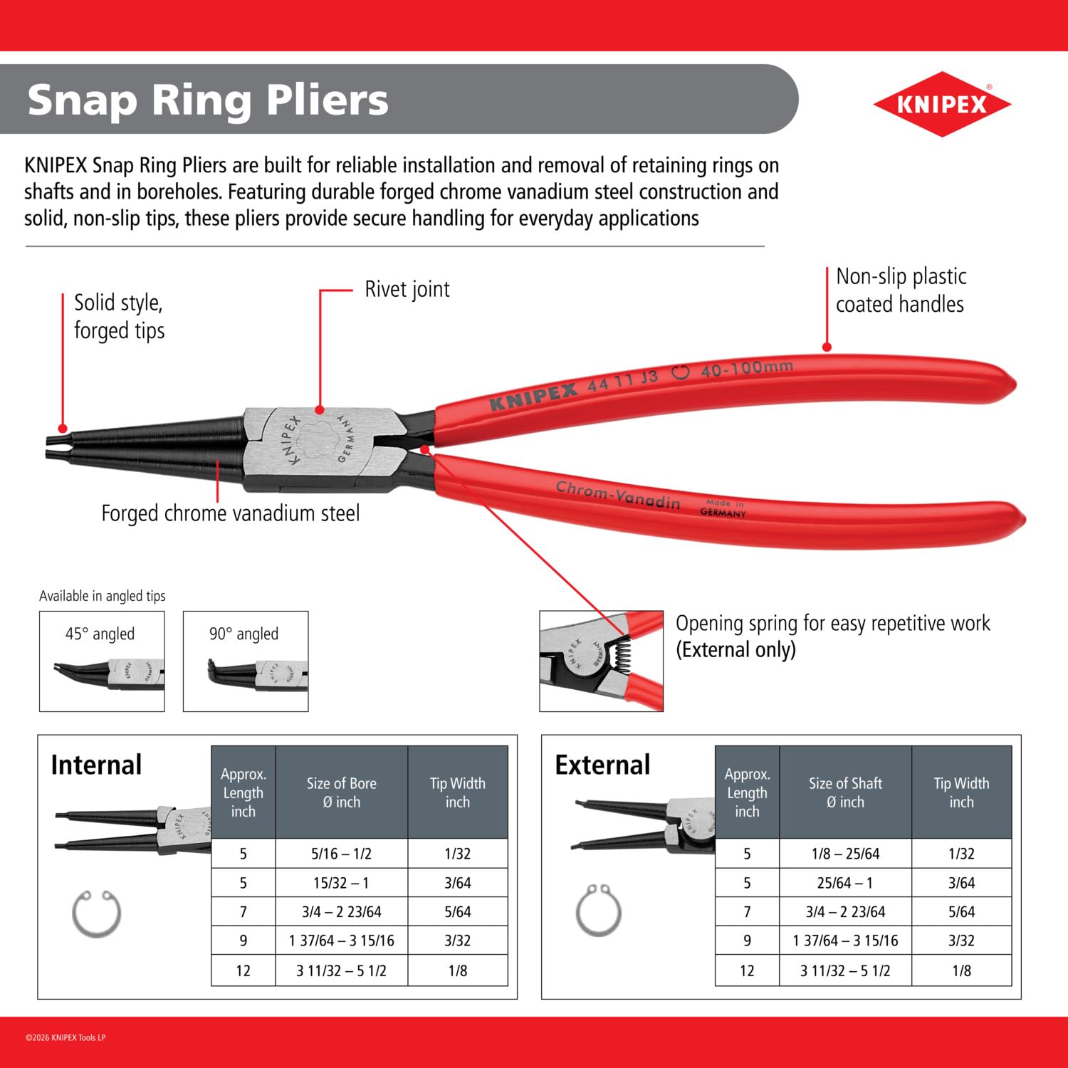 Amazon.co.jp: KNIPEX クニペックス 軸用スナップリングプライヤー 曲