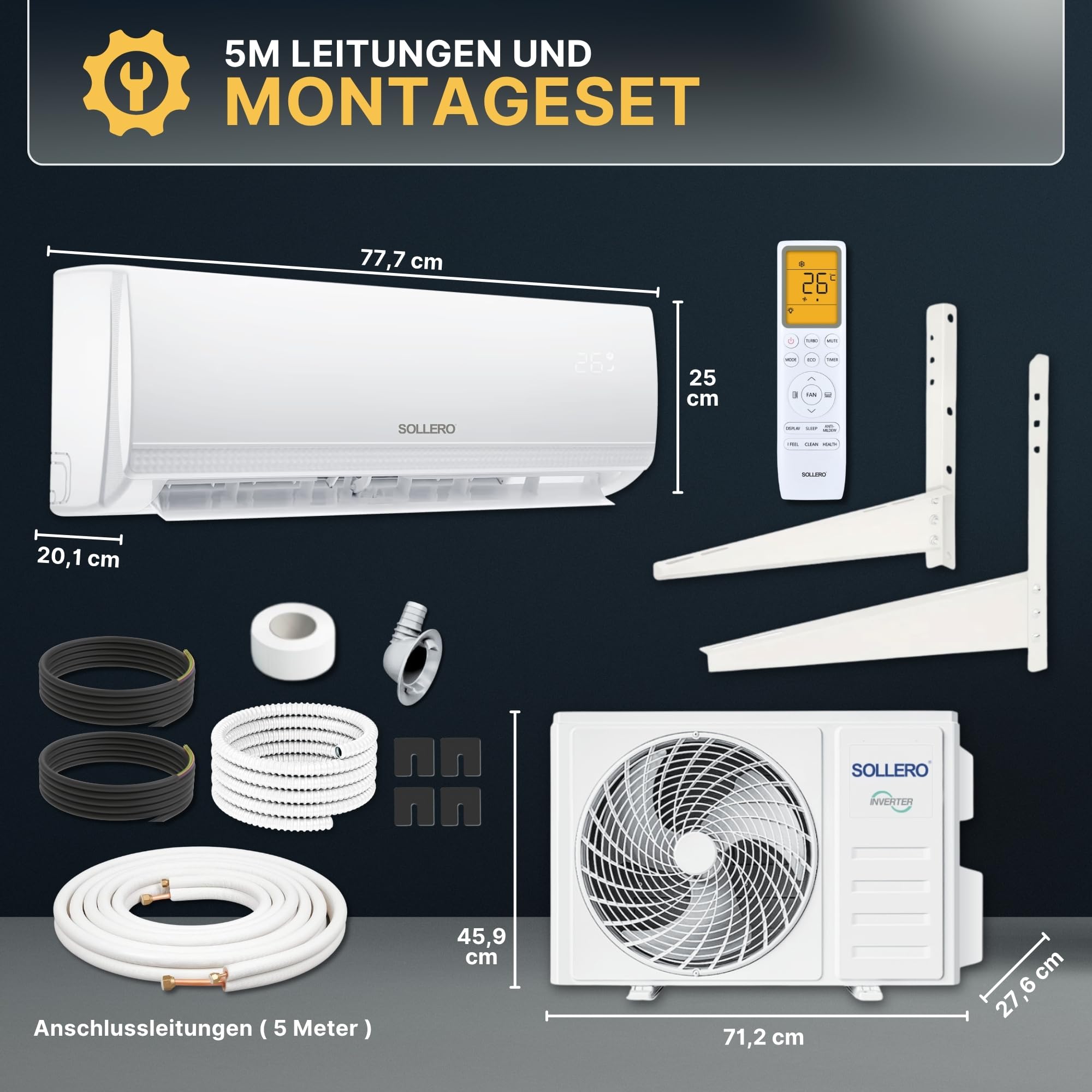 Split Klimaanlage 12000 BTU 3,5 kW, Selbstreinigung, leise, Smart Home, Klimaanlage zum Heizen und Kühlen, R32 Kältemittel, Timer, bis 59 m²