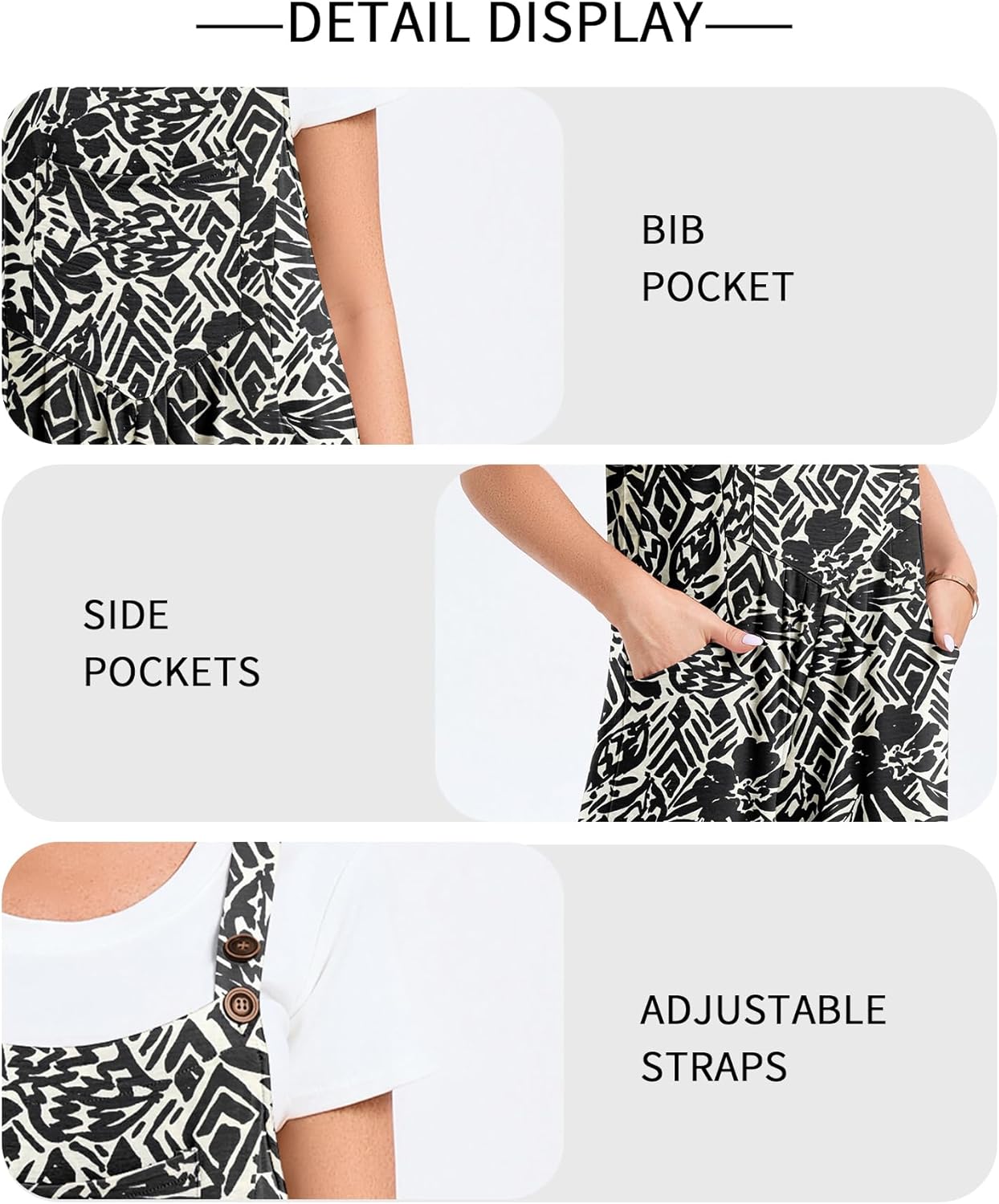 NILOUFO Women Wide Leg Bib Overalls Casual Loose Jumpsuits Sleeveless Adjustable Strap Rompers with Pockets - Image 6