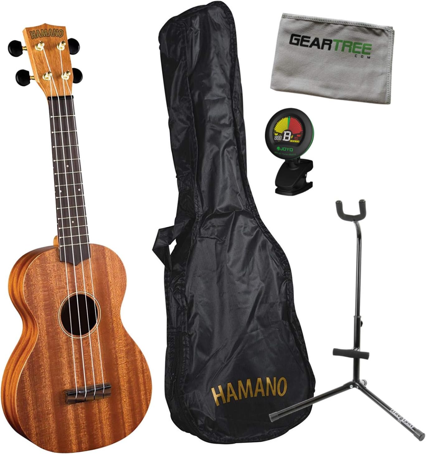Hamano U-320C Deluxe Concert Ukulele w/Gig Bag, Polish Cloth, Tuner, and Stand