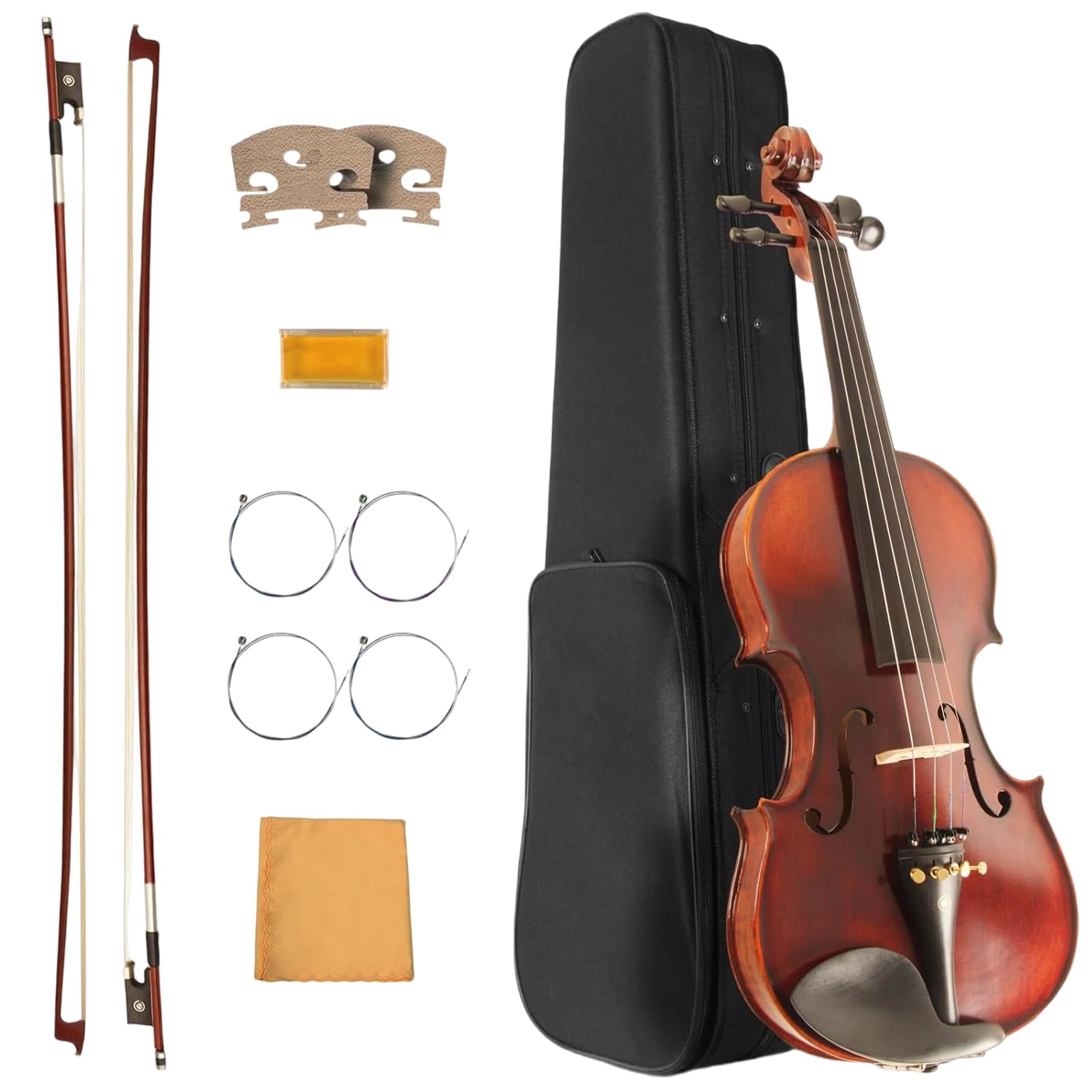 4/4 Full Size Natural Violin for Beginners, Acoustic Starter Kit | Beginner violin for lessons, full size acoustic violin, case, bows, rosin and accessories-picture-28