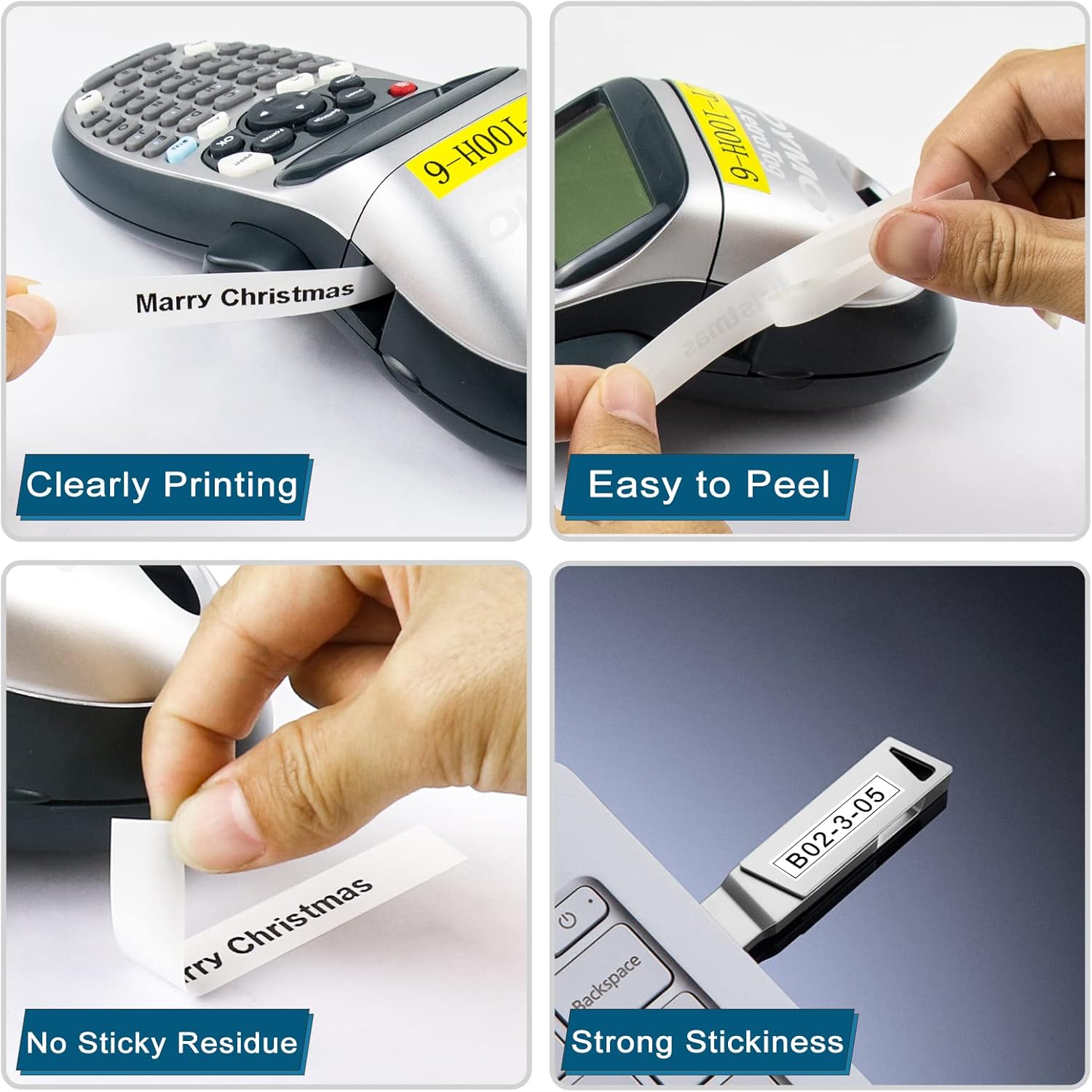 Replacement for Dymo Label Maker LetraTag Refills Plastic Color Label Tape, Compatible with Dymo Letra Tag LT-100H LT-100T QX50 200B 2000, 91331 91332 91333 91334 91335, 12mm x 4m, 5 Pack - Image 4