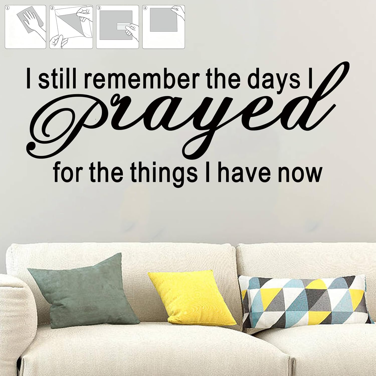 SEATUNE Bible Verse Quotes Wall Stickers: Prayer Wall Decals - Inspirational Faith Bedroom Living Room Vinyl Art Home Decor - I Still Remember The Days I Prayed for The Things I Have Now 41"X16"