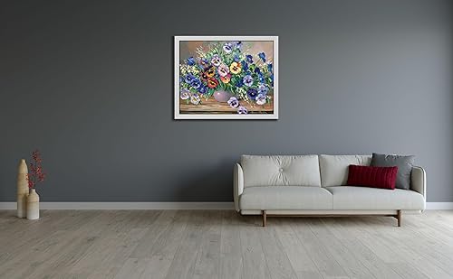 Vista 29 de ArtDirect - Paleta, Anna 18x15 Black Modern Framed Art Print Titled: Bouquet of pansies Black Modern Wood Frame,Black Modern Wood Frame with Double