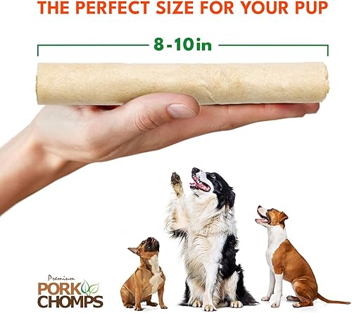 Miniatura 4 de Pork Chomps Masticable para perros de piel de cerdo al horno, rollo de 8 pulgadas, 1 unidad