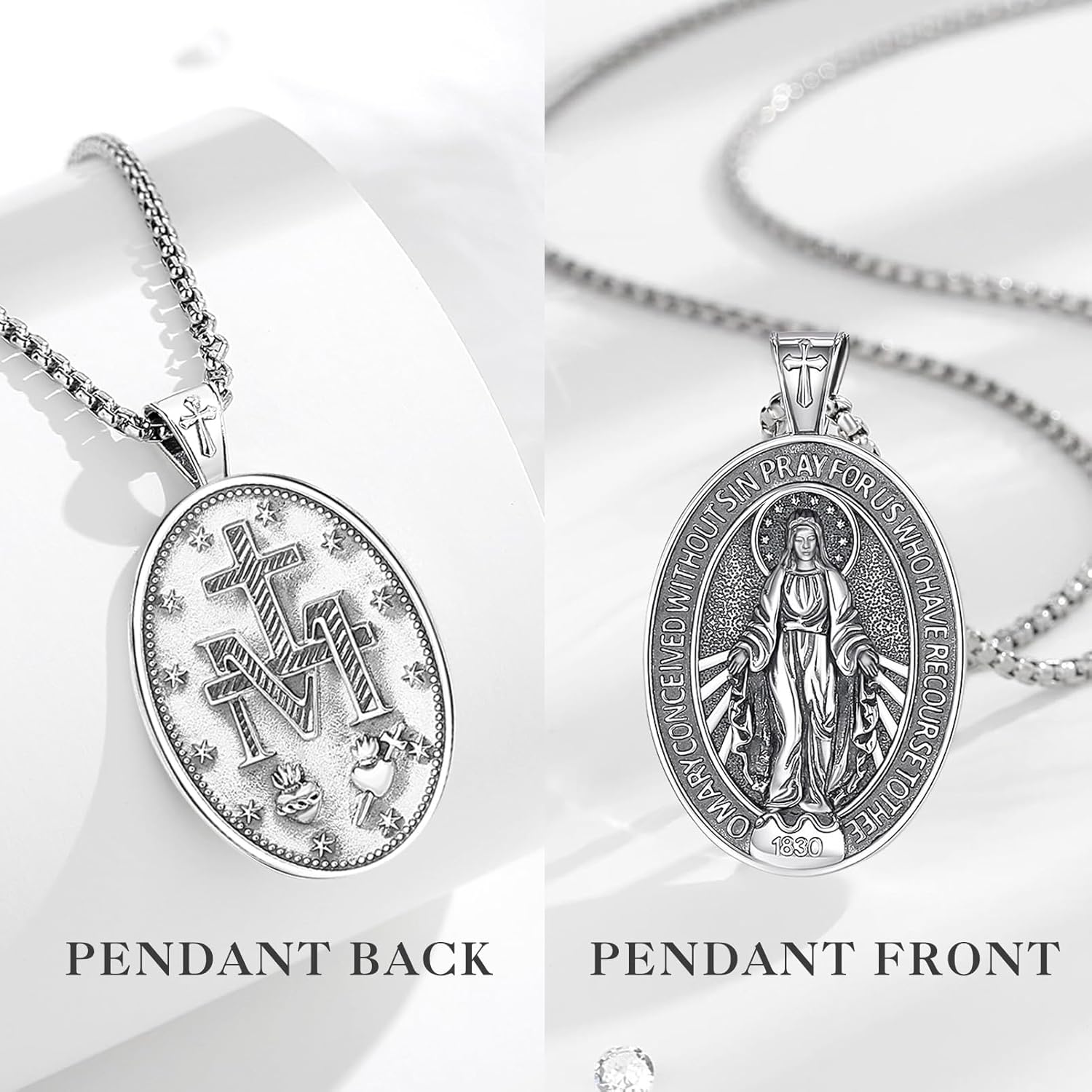 EUDORA 925 Sterling Silver St Christopher/St Benedict/St Michael/Virgin Mary/San Judas Tadeo/Good Shepherd Cross/Archangel Necklace Medal Pendant Protection Religious Amulet Jewelry For Men Women - Image 2
