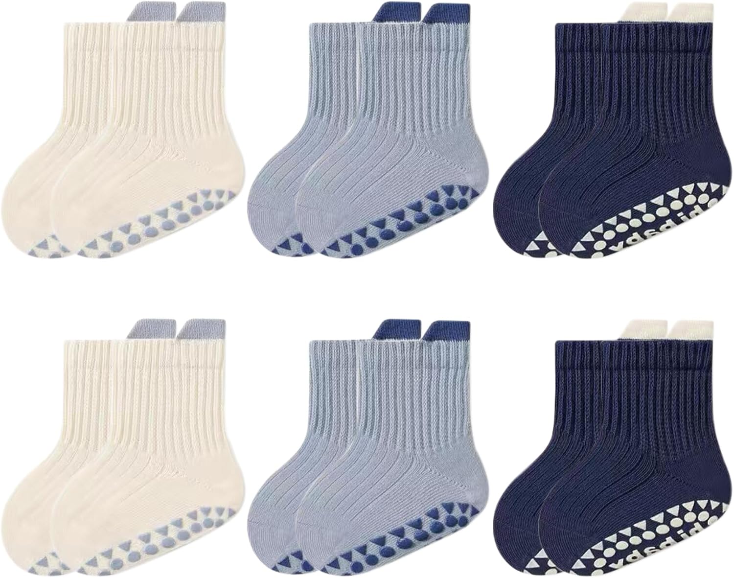 Mealah Toddler Non Slip Grip Ankle Socks with Grippers Cute Seamless for Baby Boys Girls Infants Kids 6 Pairs(1-3Years)