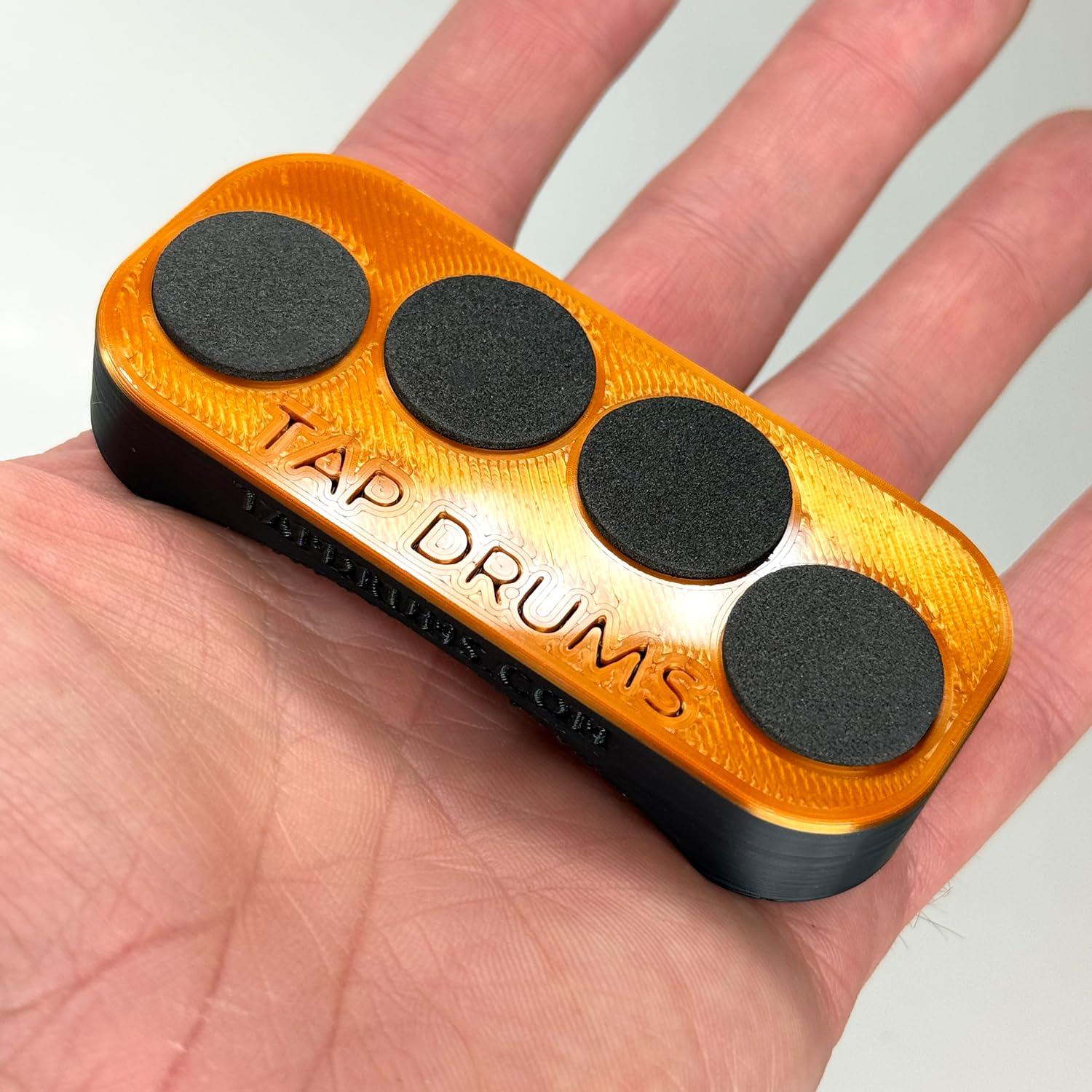 Tap Drums - Copper Shiny Fidget Toy, Silent, EVA Foam, Unisex, All Ages, 3.5” x 1.5” x 0.75”, Focus, Musician Inspired