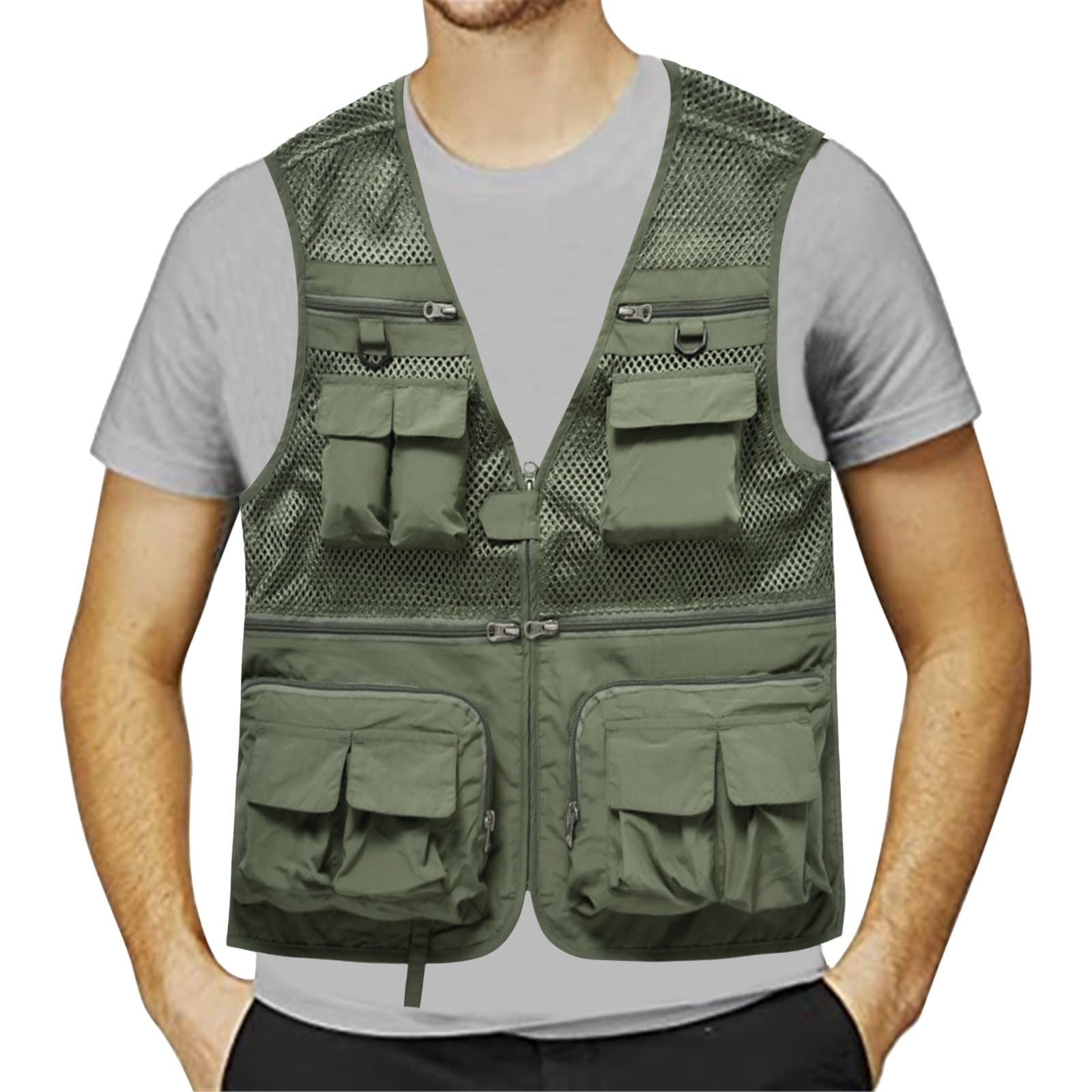 Herren-Weste mit mehreren Taschen, Angelweste, Herrenjacke, Feldangeln, professionelle Rettungsweste, Camping, Jagd, Fotografie, multifunktionale Weste für Wandern, Safari, atmungsaktive Weste