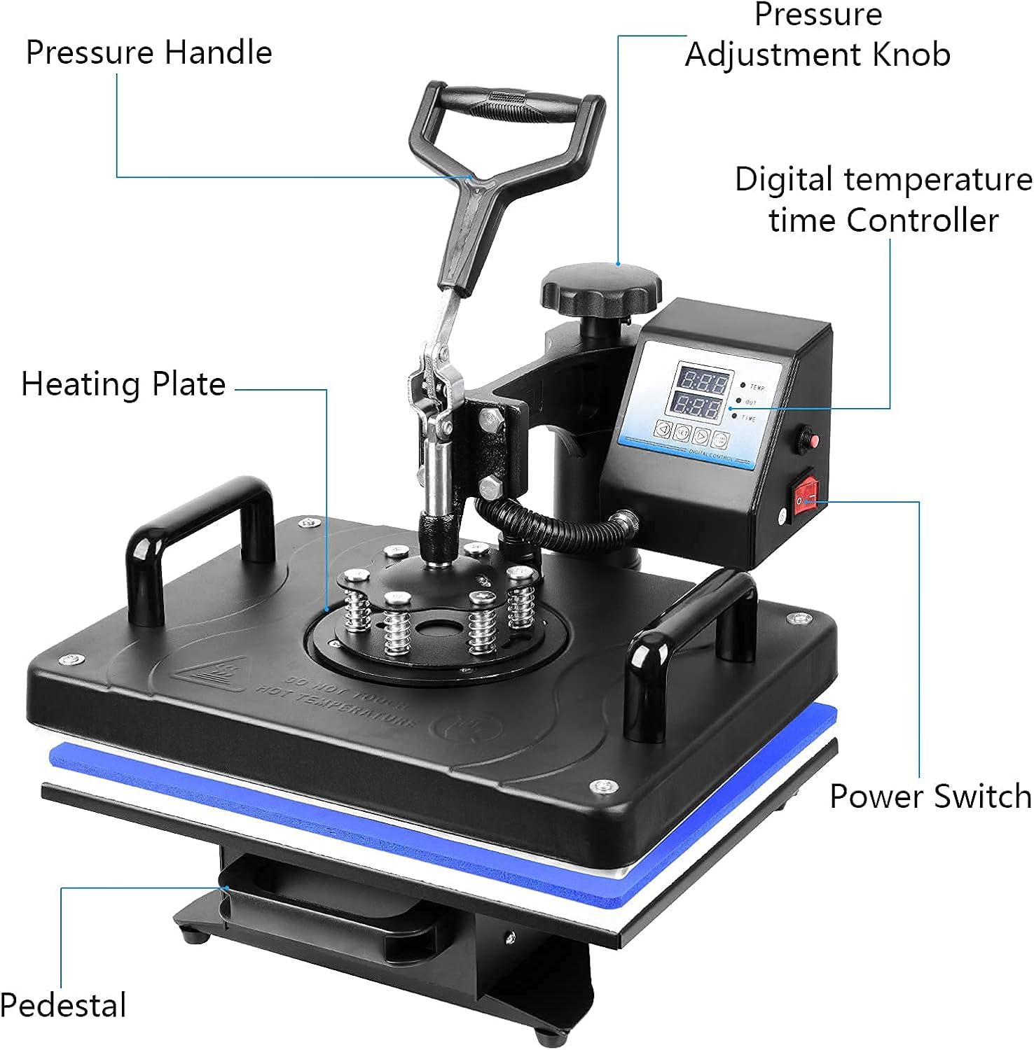 Nineaccy 5 in 1 Heat Press Machine 12x15 inch Swing Away Digital Sublimation Heat Transfer Press Heat Press Machine for T-Shirts Mug Hat Cap Plate,360 Degree Rotation