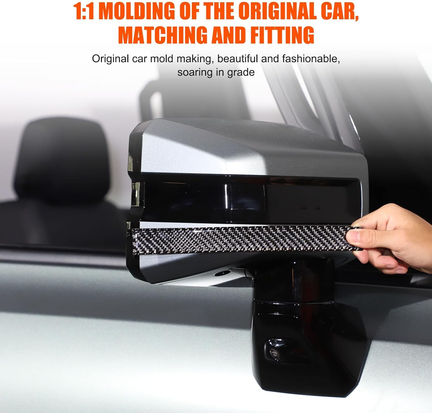 for Hummer EV Rearview Mirror Anti-Collision&Scratch Scraping Strip,Real Carbon Fiber Rearview Mirror Protector Compatible with Hummer EV 2024 Exterior Accessories 2PCS (Black)