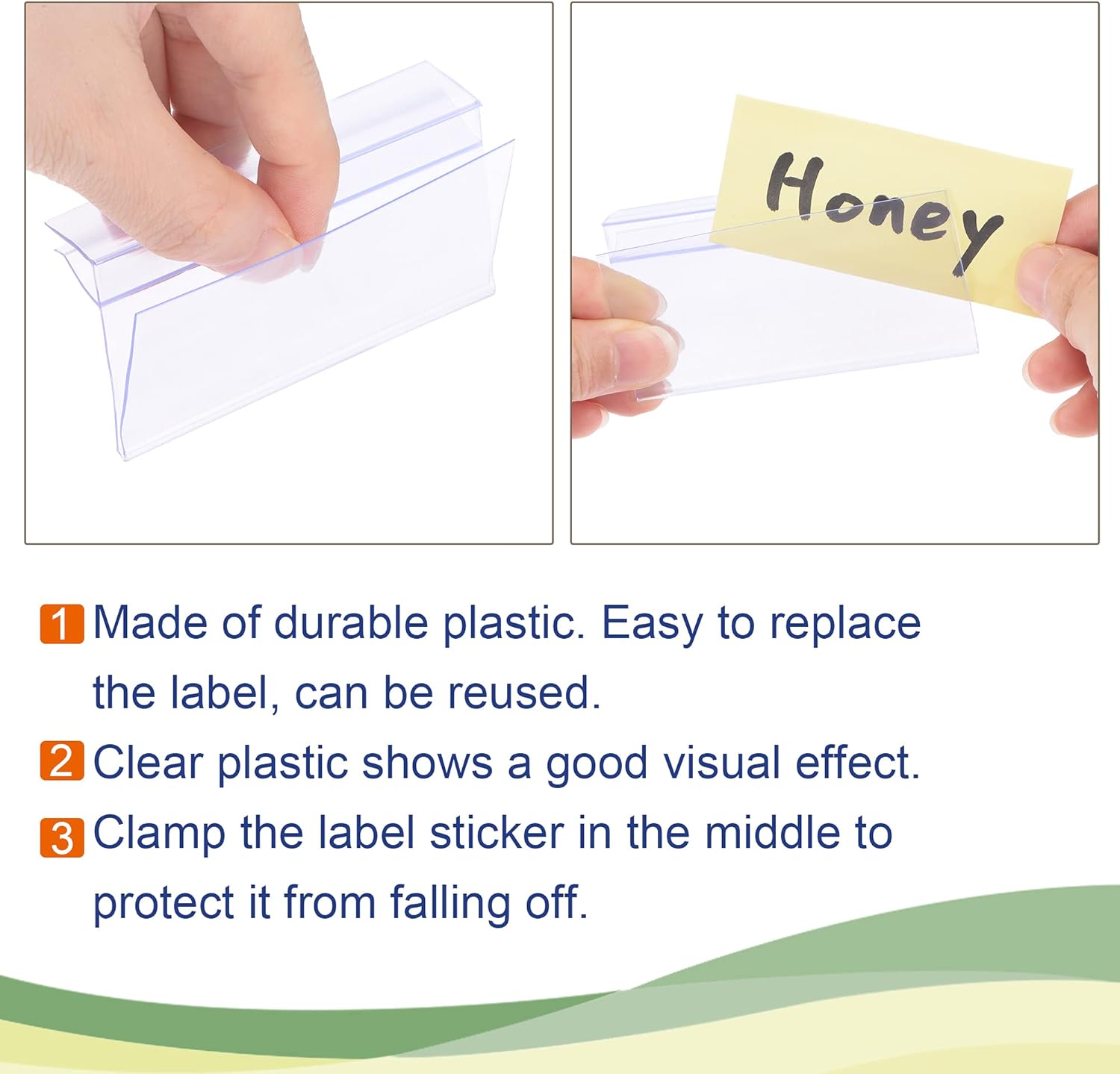 MECCANIXITY Label Holder 100x42mm Clip Shelf Clear Plastic for 4-8mm Glass Shelving, Pack of 30
