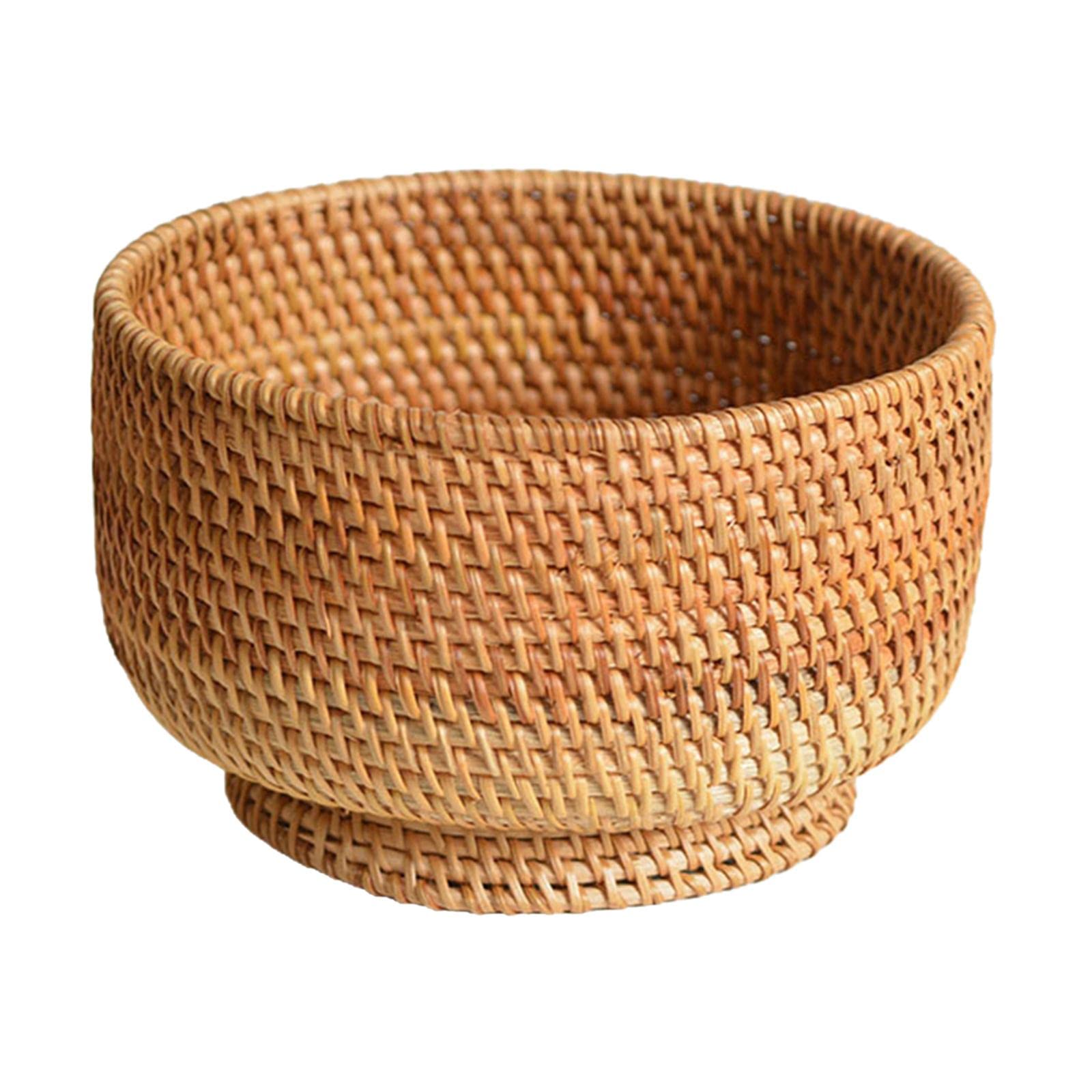 Hlhlh 23X14cm Hand Woven Fruit Basket, Sundries Picnic Bread Snack Or Home Living Room Dining And Kitchen Decor(23X14cm)