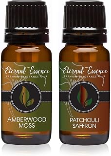 Eternal Essence Oils 2 Pack 10ml Premium Fragrance Oil - Amberwood Moss & Patchouli Saffron - for Candle, Soap Making, Aromatherapy, Diffusers, Home Care, & Humidifiers