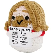 Inspirational Stuffed Jesus Plush with Uplifting Message   Christian Crochet Decor for Boys Girls Women Men