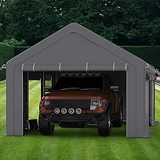 13x20ft Carport Heavy Duty, Portable Garage with 4 Doors + 4 Window, Upgraded Carport with Reinforced Steel Poles, Uv Resistant Waterproof Tarp for Car, Truck, Boat