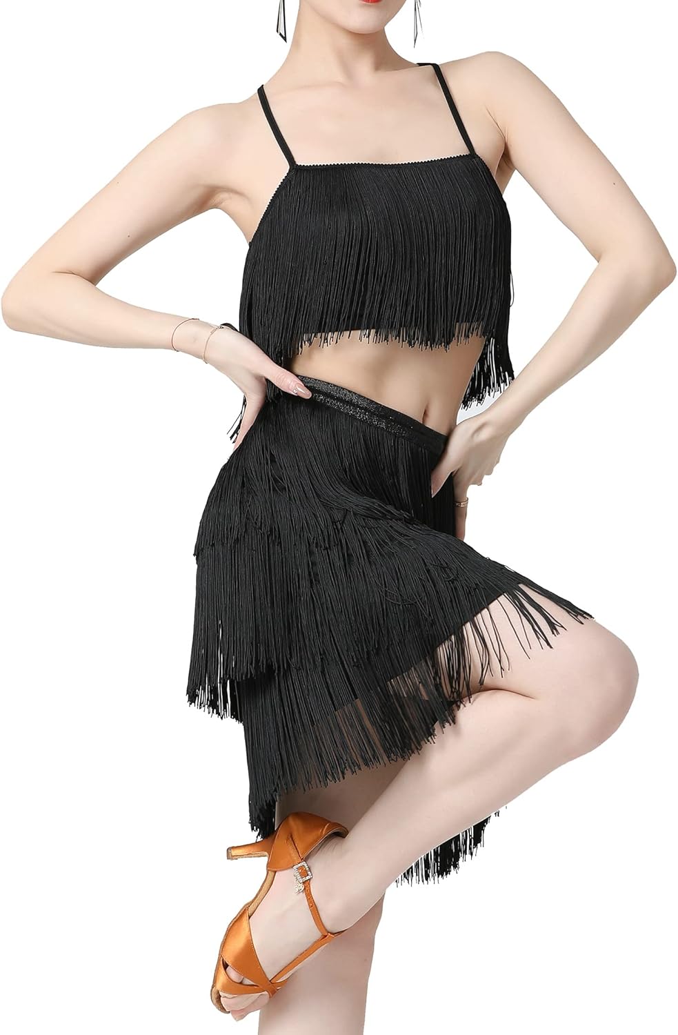 Cielary Fringe Skirt Latin Dance Salsa Tango Ballroom Tassel Skirts Women Halloween Cowgirl Costume Rave Clothing - Image 4
