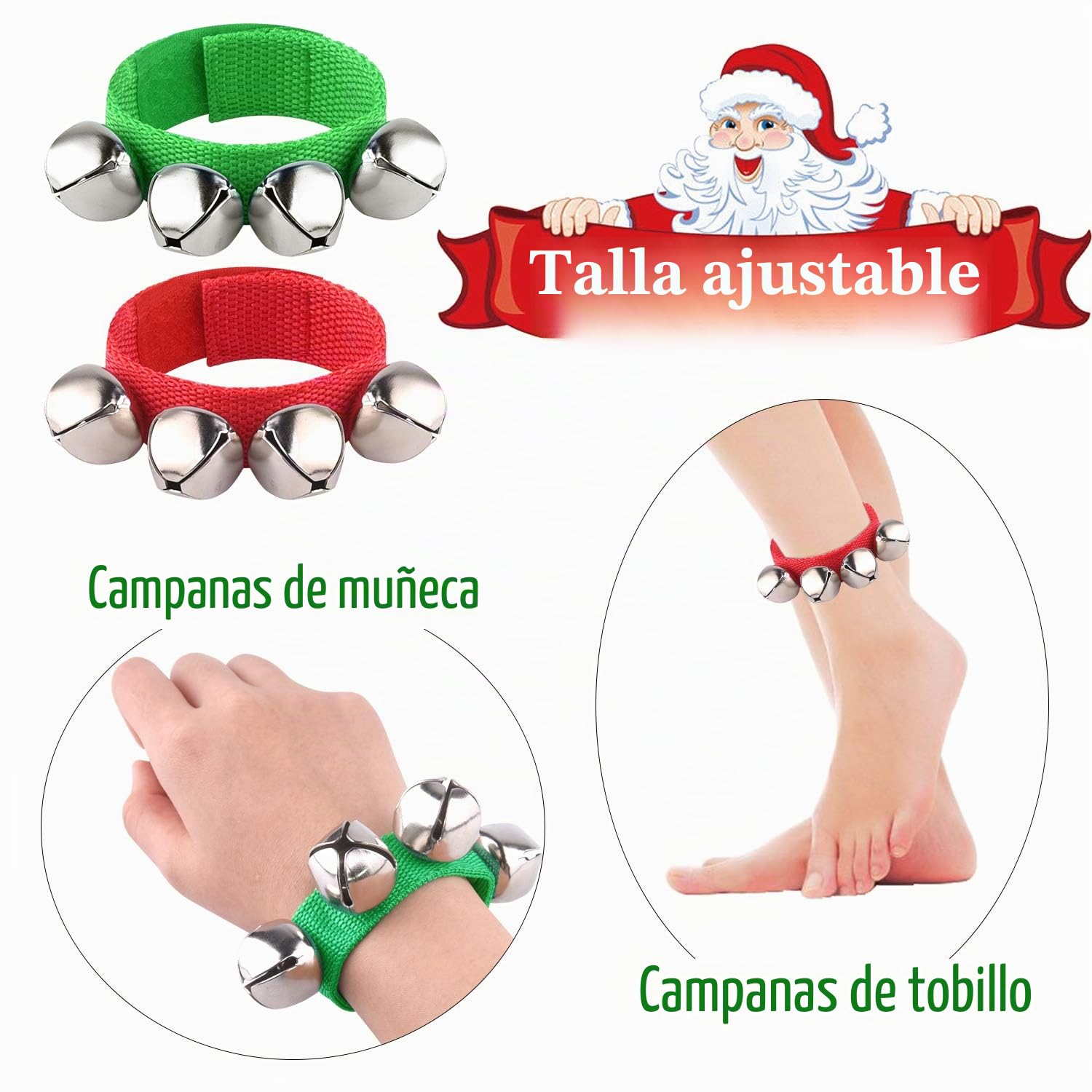 FEPITO 36 Piezas, Pulseras de Campanas de muñeca, cascabeles, Campanas de Tobillo Musicales, Instrumento de Ritmo, percusión, decoración de Fiesta de Navidad, favores