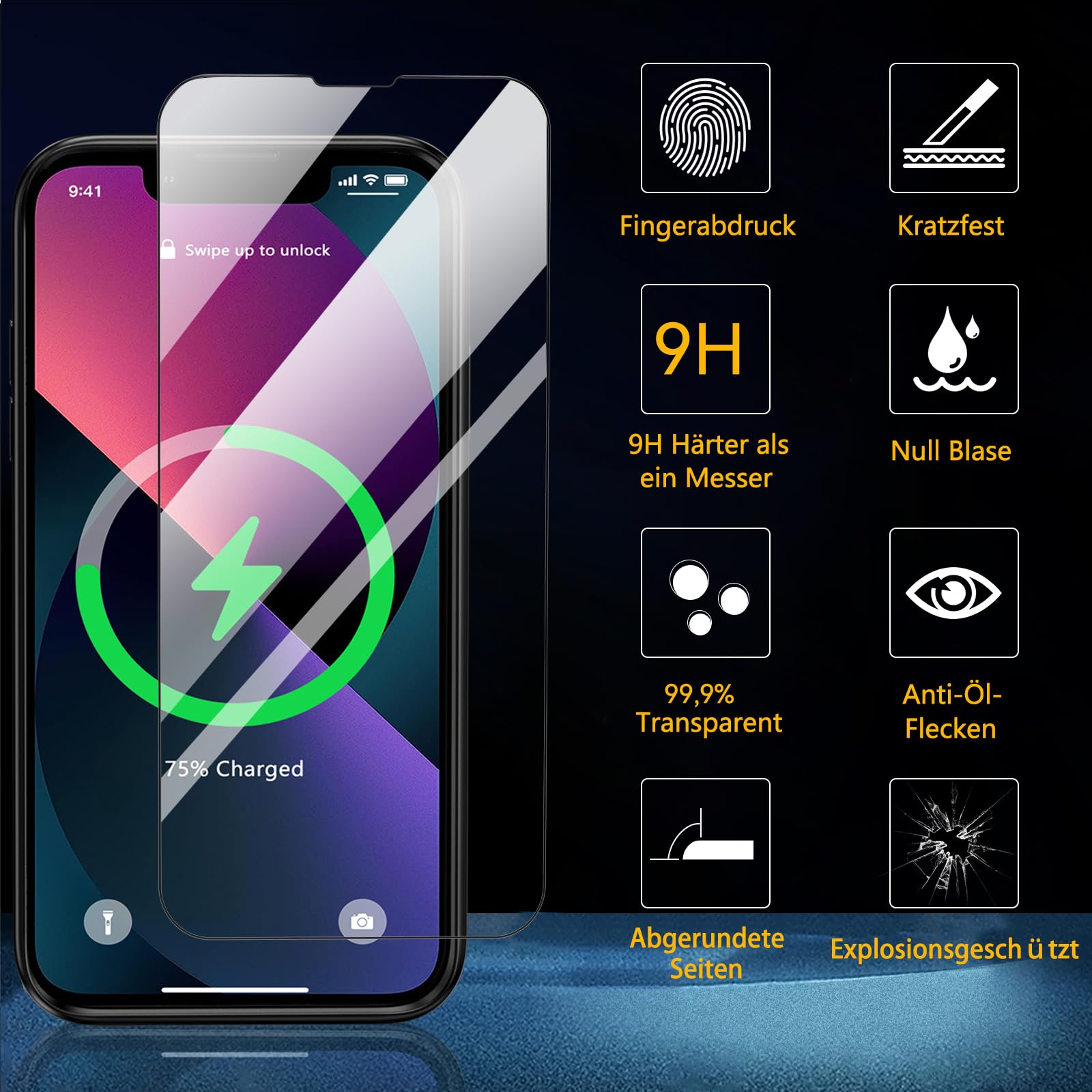 TAURI Cover per iPhone 13 Pro, [3 in 1] 1 Custodia[Senza Ingiallimento] con 2 Pellicole Vetro Temperato, [Protezione Antiurto Militare] Sottile Antishock, Anticaduta- Trasparente