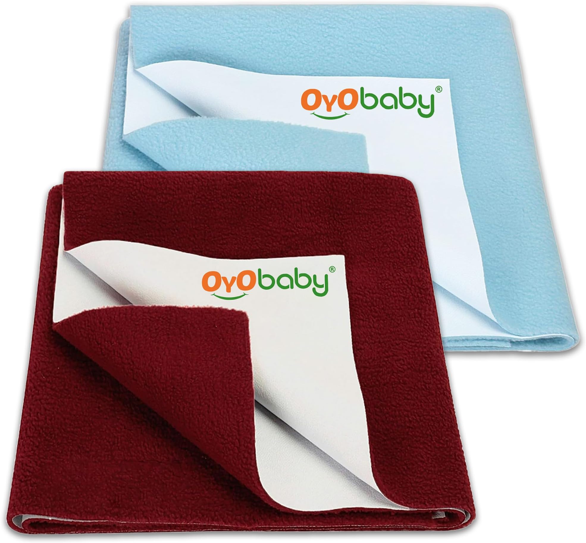 - OYO BABY Waterproof Baby Bed Protector Dry Sheets for New Born Babies | Reusable Mats | Cot & Bassinet Gift Pack (Sea Blue + Maroon),Small (70cm x 50cm)