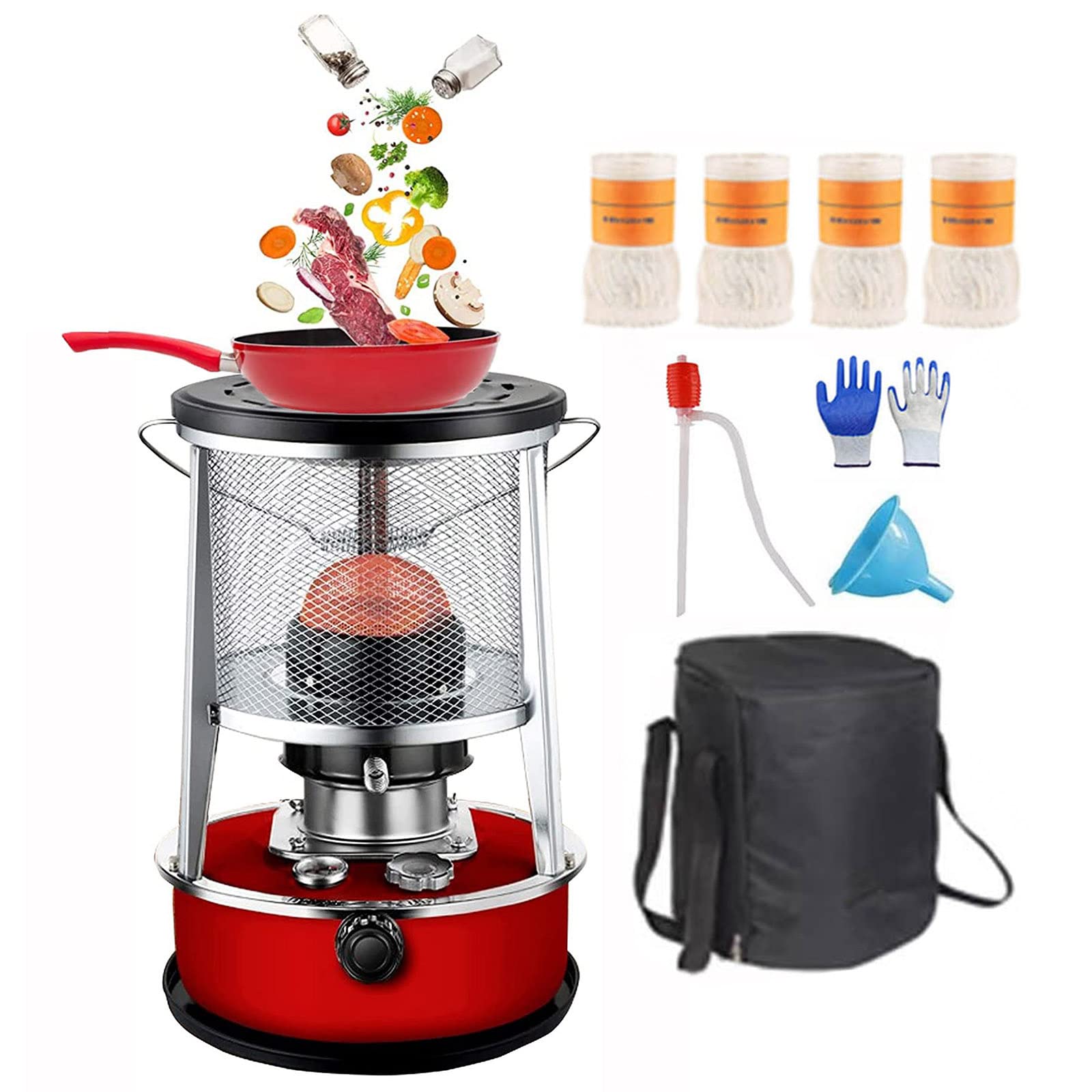 Calentador de Queroseno Portátil, Quemador de Queroseno con Mecha, Calentador de Queroseno para Interior Y Exterior, Calentador de Aceite de Parafina para Camping/4.6Lred