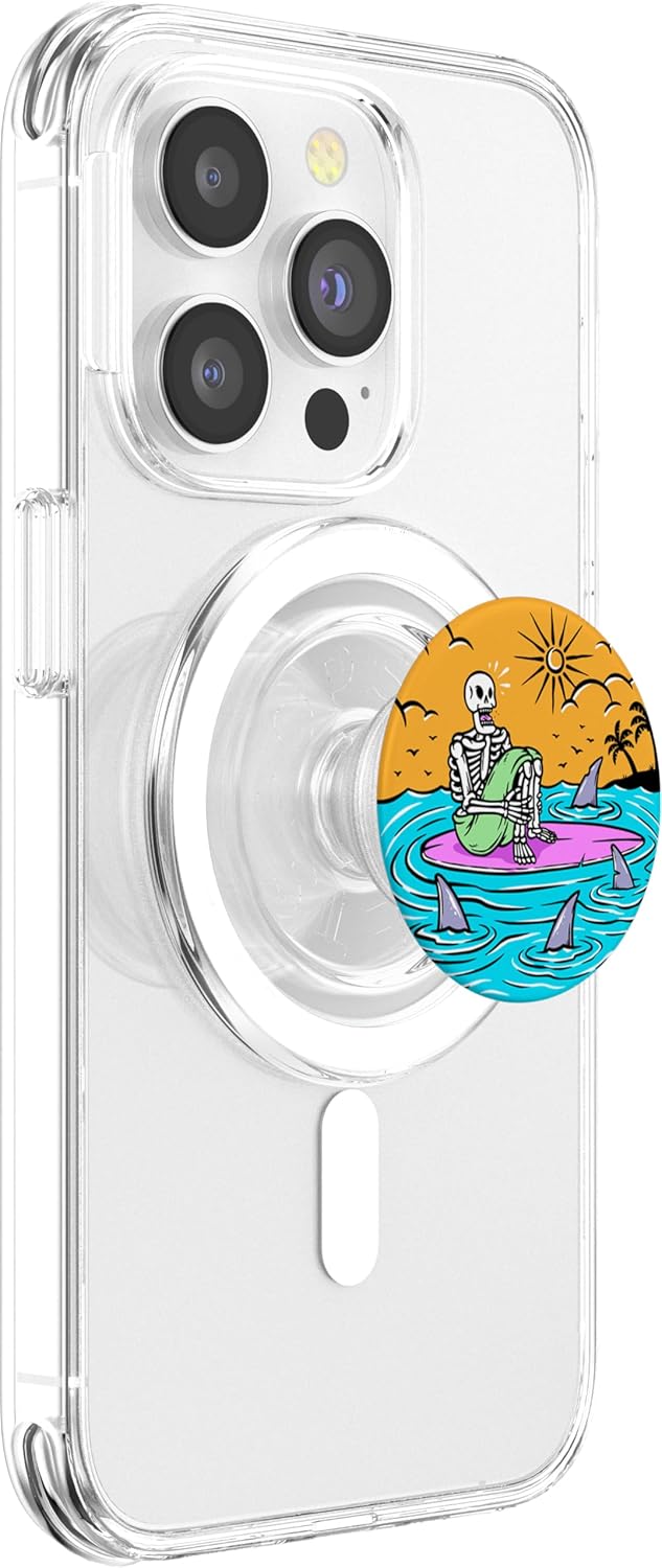 Skeleton White Sharks Vacation Summer Surfer Water Gift PopSockets PopGrip for MagSafe