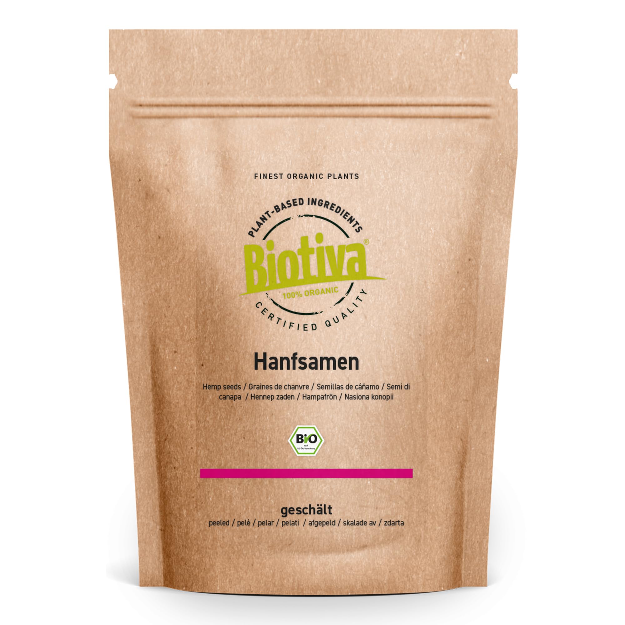 Biotiva Semillas de cáñamo orgánicas sin cáscara 1kg - 1000g value pack - Libre de gluten, soja y lactosa - Embotellado en Alemania (DE-ÖKO-005)