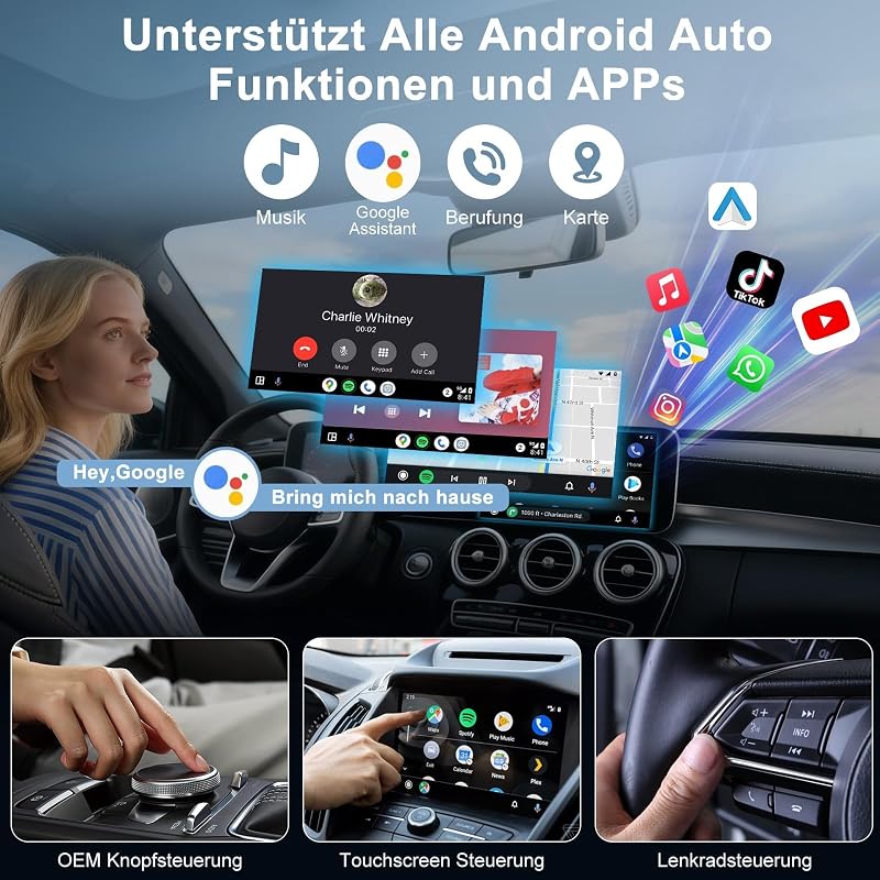 Adaptor wireless Android Auto Uniytriox pentru videoclipuri YouTube și TikTok, comutare rapidă, pentru telefoane cu Android 11 sau o versiune ulterioară