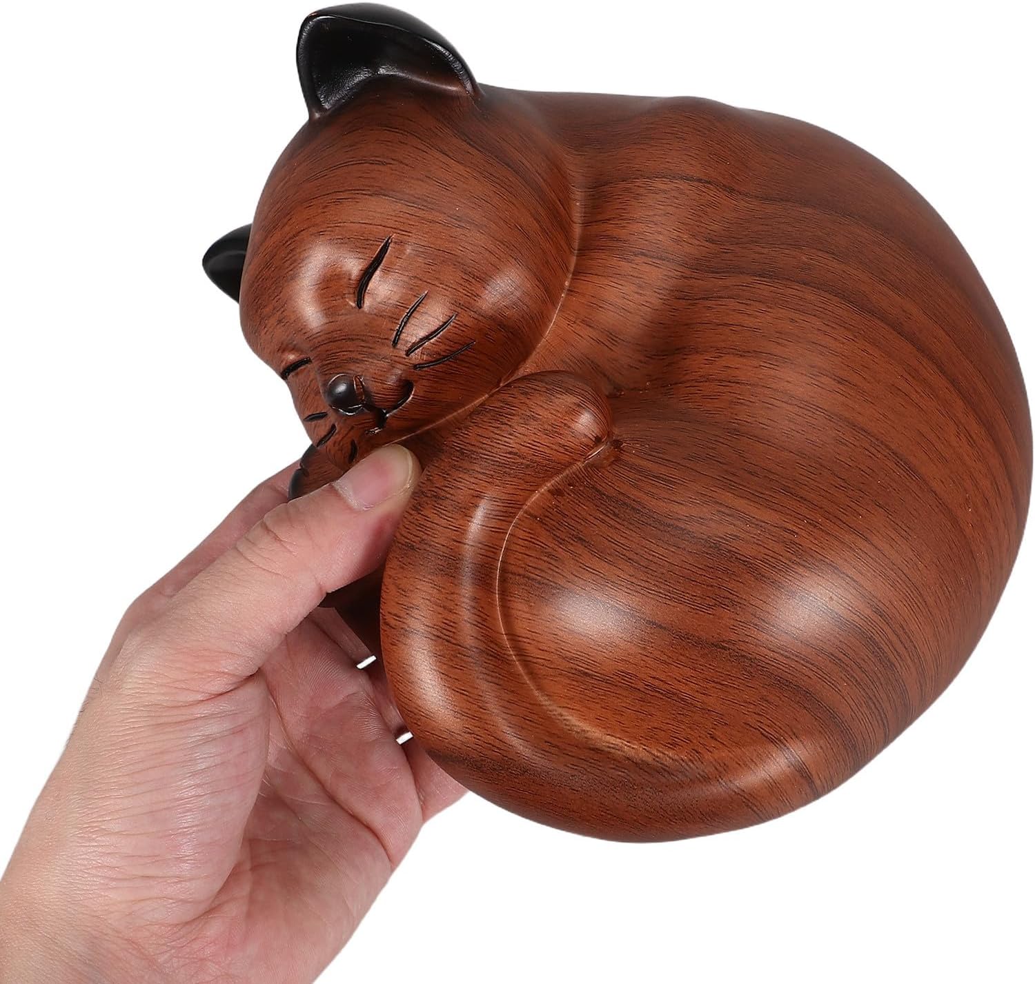 Cat Urn: Sleeping Kitty Pet Memorial Keepsake Funeral Urn for Ashes - Cat Memorial Statues Dog Ashes Holder Tribute for Feline Loss