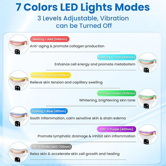 PKBD Face Massager with 45℃ Heat&15℃ Cold,EMS Facial Massager 7 LED 7 Modes | Hot and Cold Dual Care, 7 LED Colors, 7 Modes, 3 Level, EMS and Vibration, Anti-Wrinkle Anti Aging, Skin Lift, Double Chin